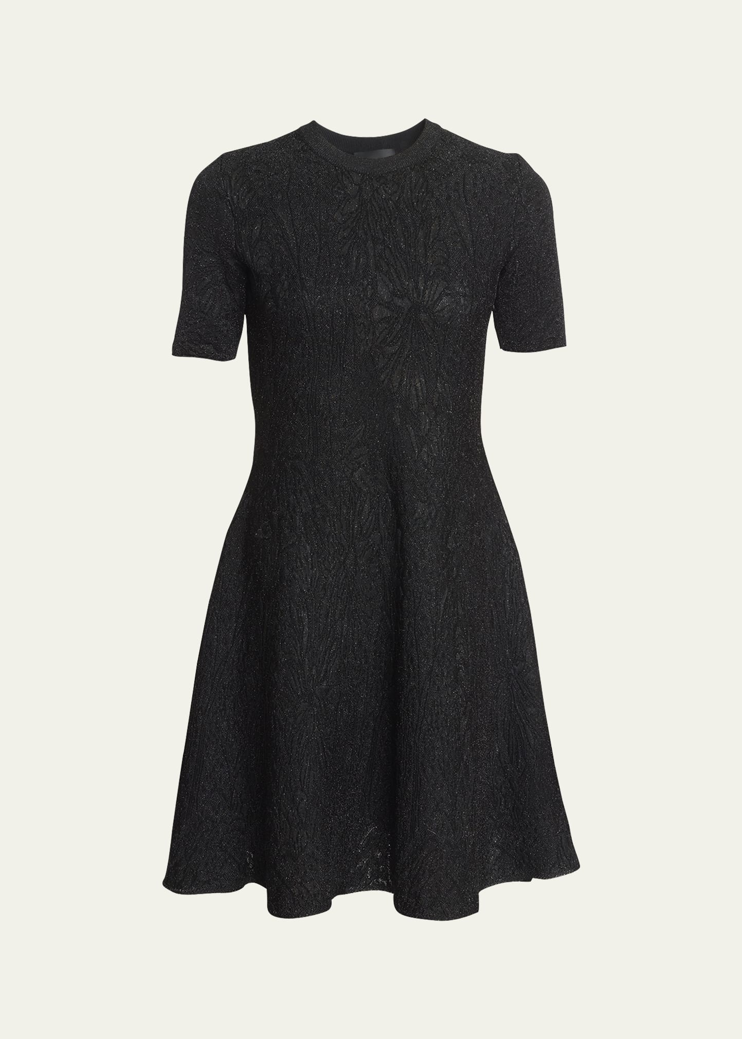 Givenchy Embossed Jacquard Fit-and-flare Dress In Black