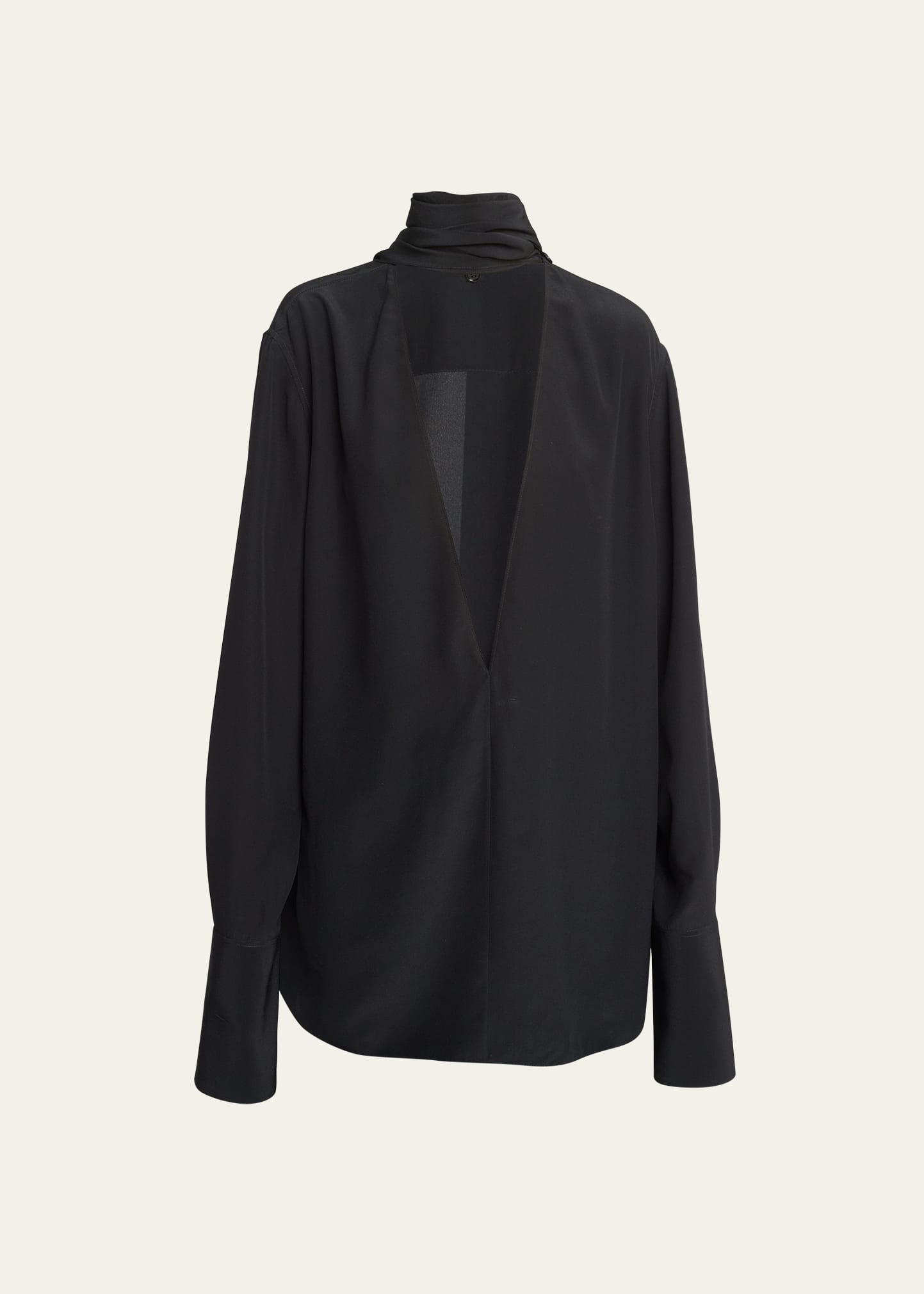 Givenchy Deep-v Tunic Top With Scarf Collar In Black