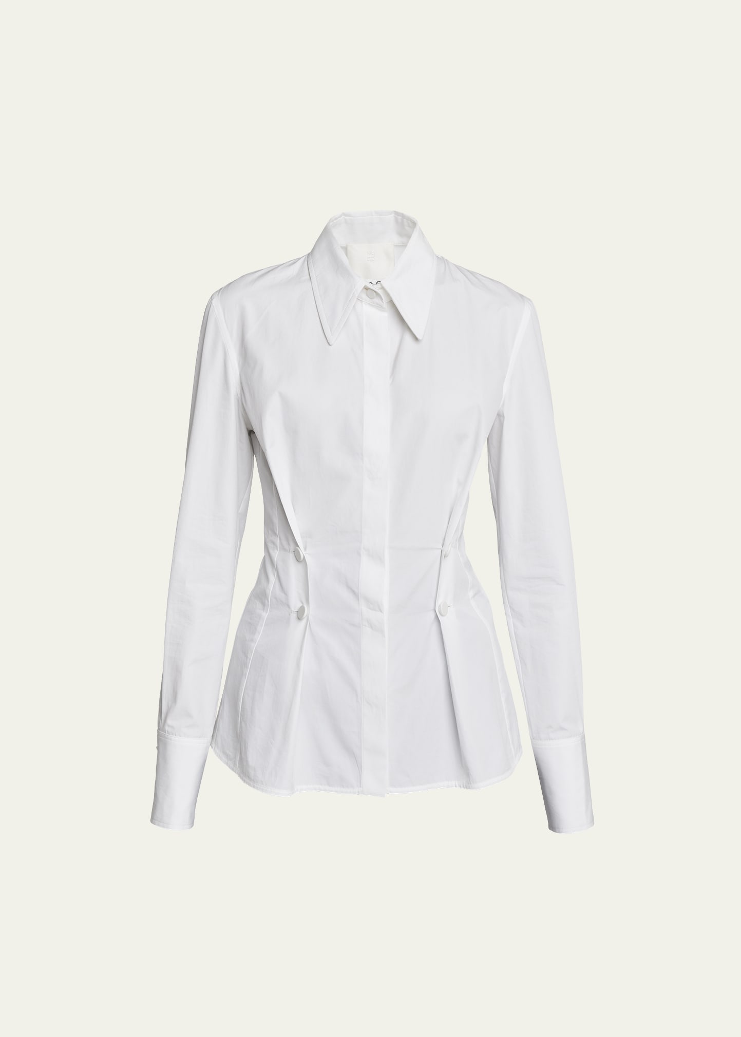 GIVENCHY POPLIN BUTTON-FRONT SHIRT WITH SIDE-PLEATED DETAIL