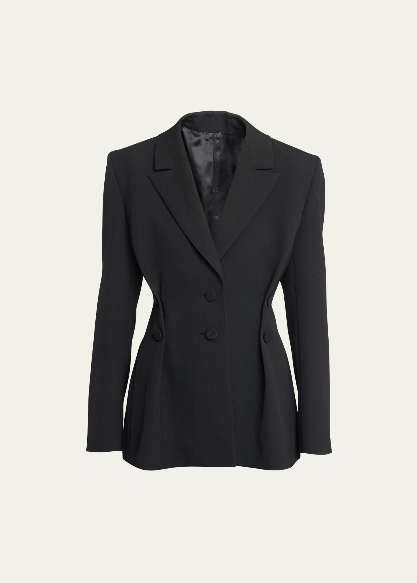 Givenchy Seamed Peplum Blazer With Side-pleated Detail In Black