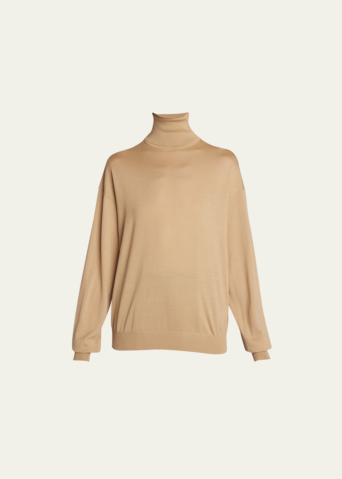 Shop Saint Laurent Wool Turtleneck Sweater In Camel