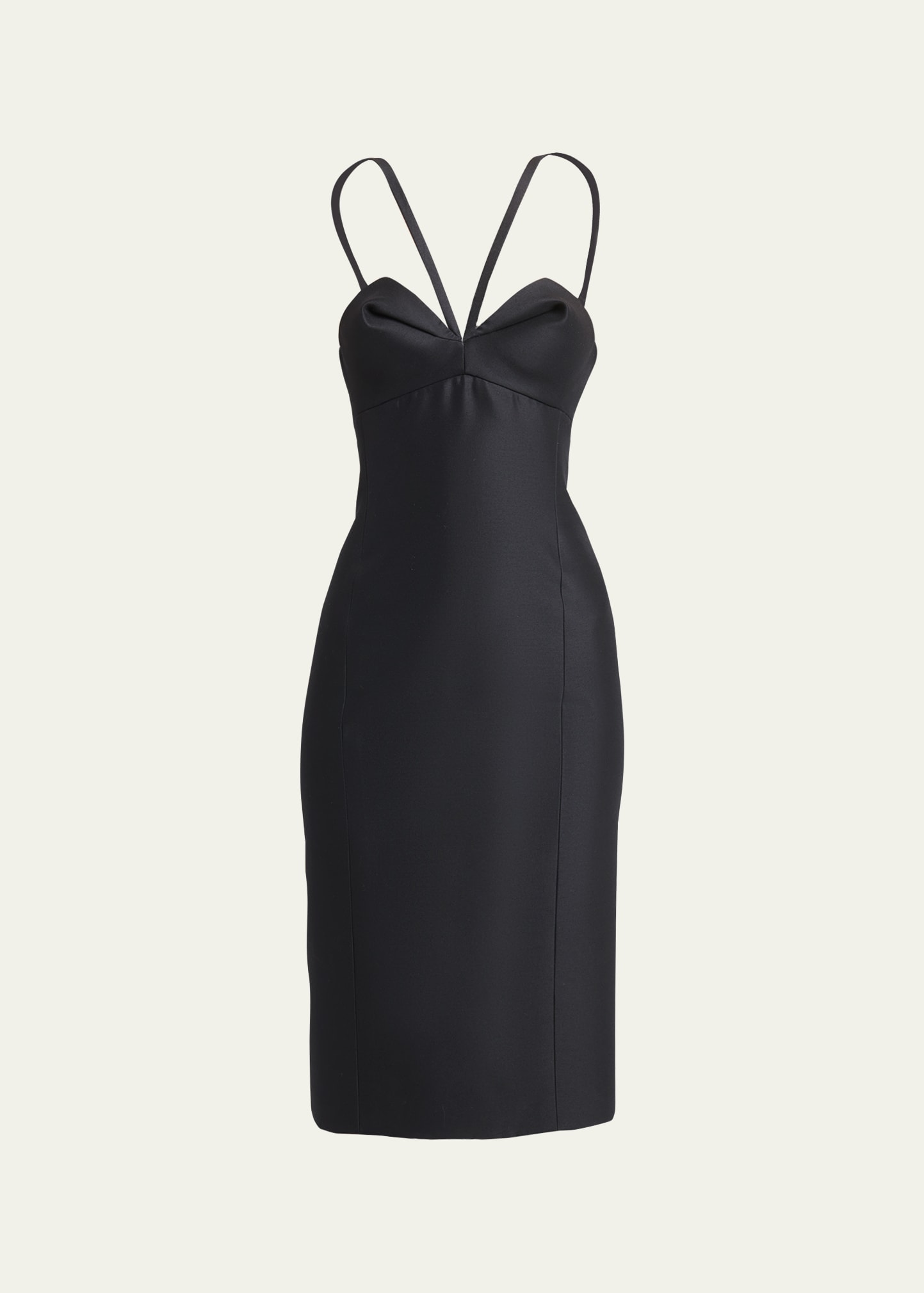 Versace Sculptural Bust Sleeveless Crepe Dress In Black