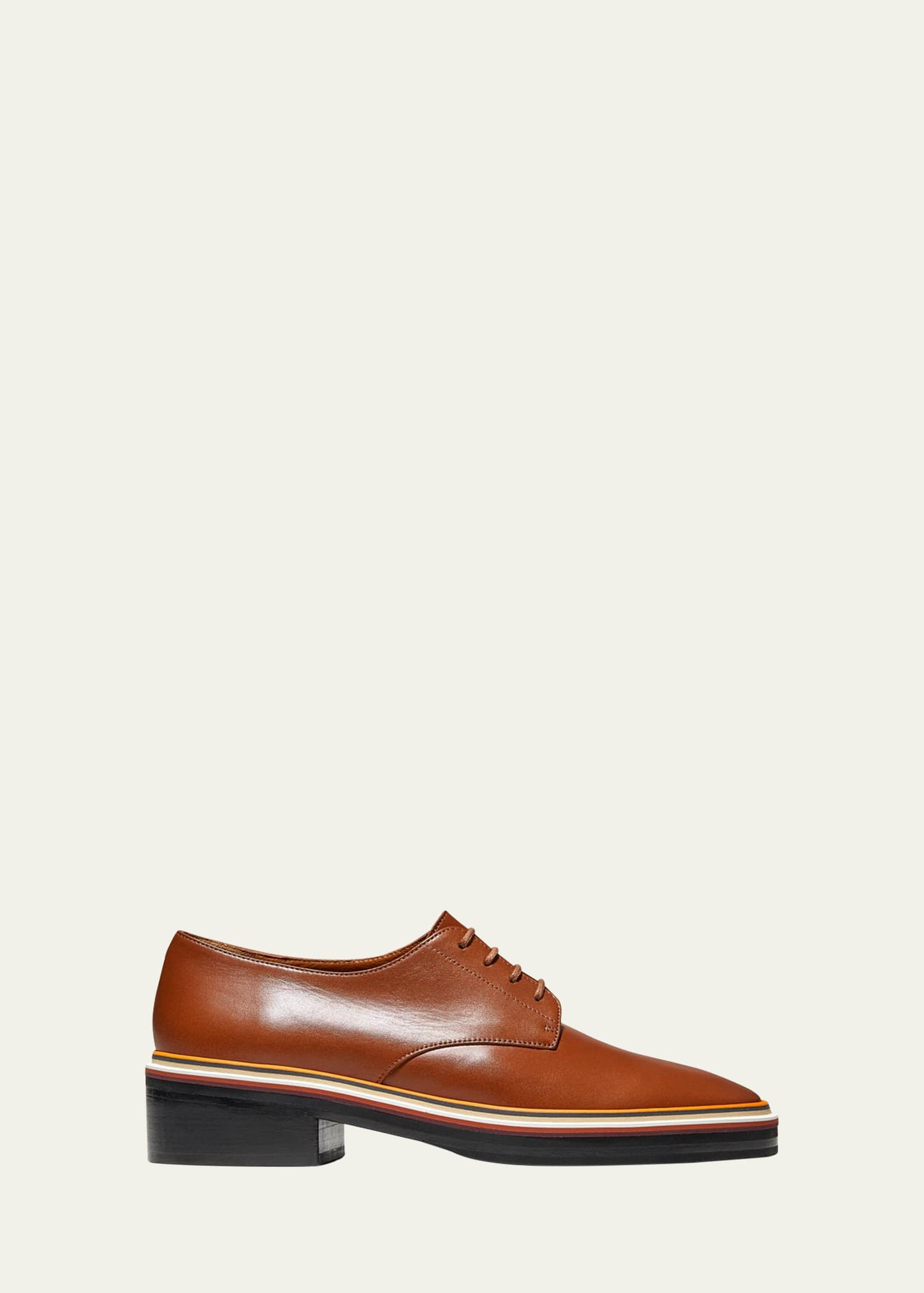 Leather Lace-Up Loafers With Contrast Sole