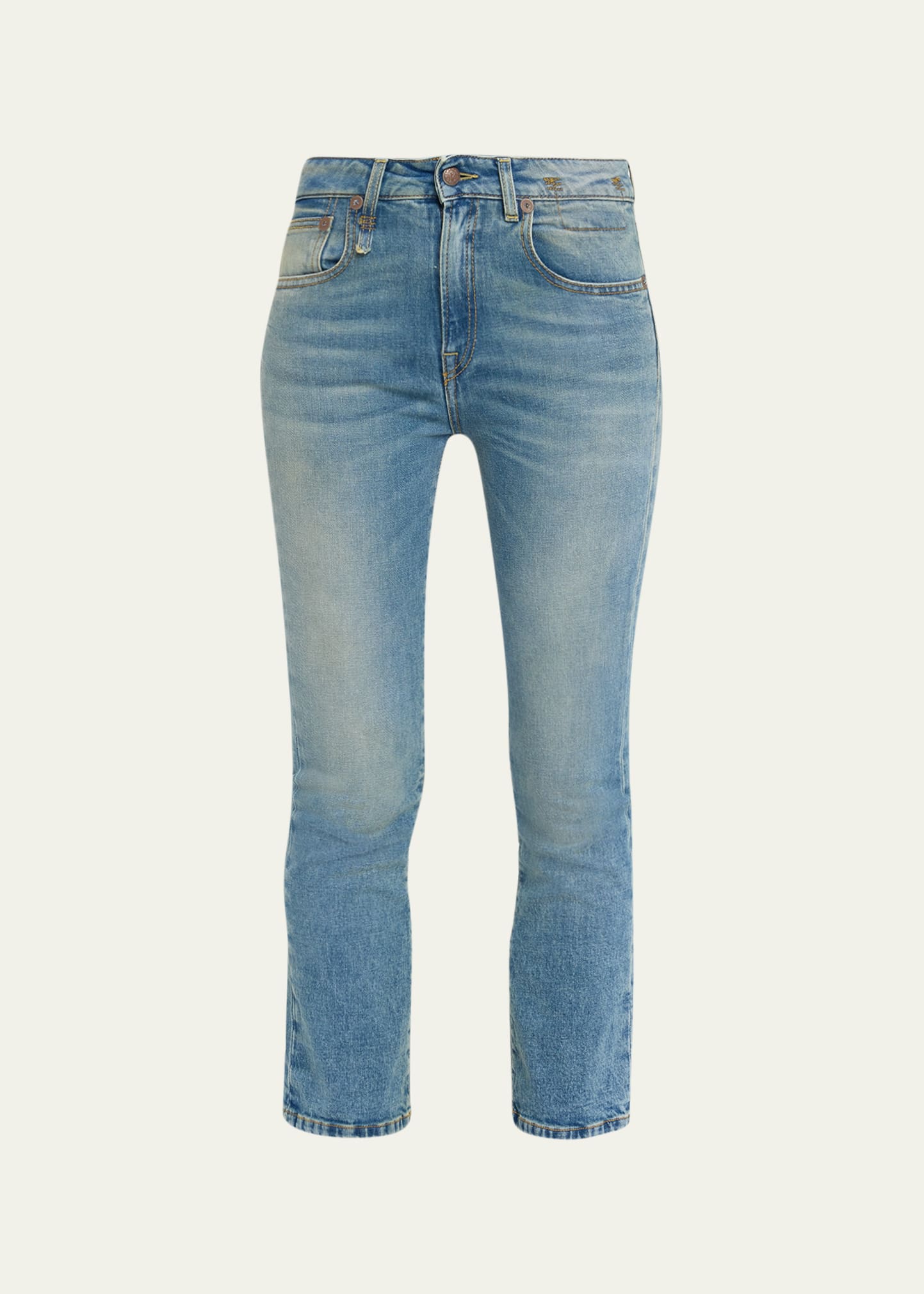 R13 Kick Fit Straight Cropped Jeans In Jasper Stretch