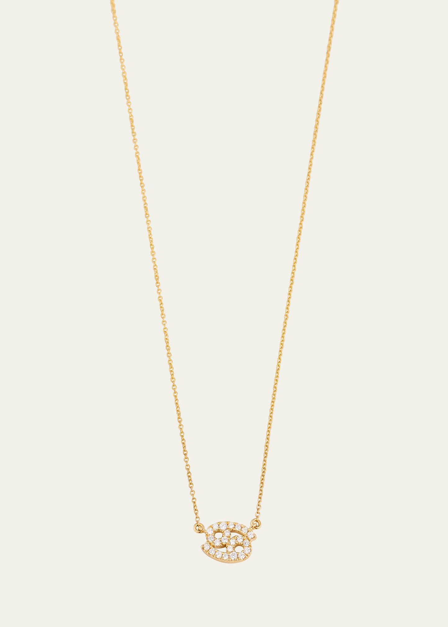 Star Sign Necklace, Cancer, in Yellow Gold and White Diamonds