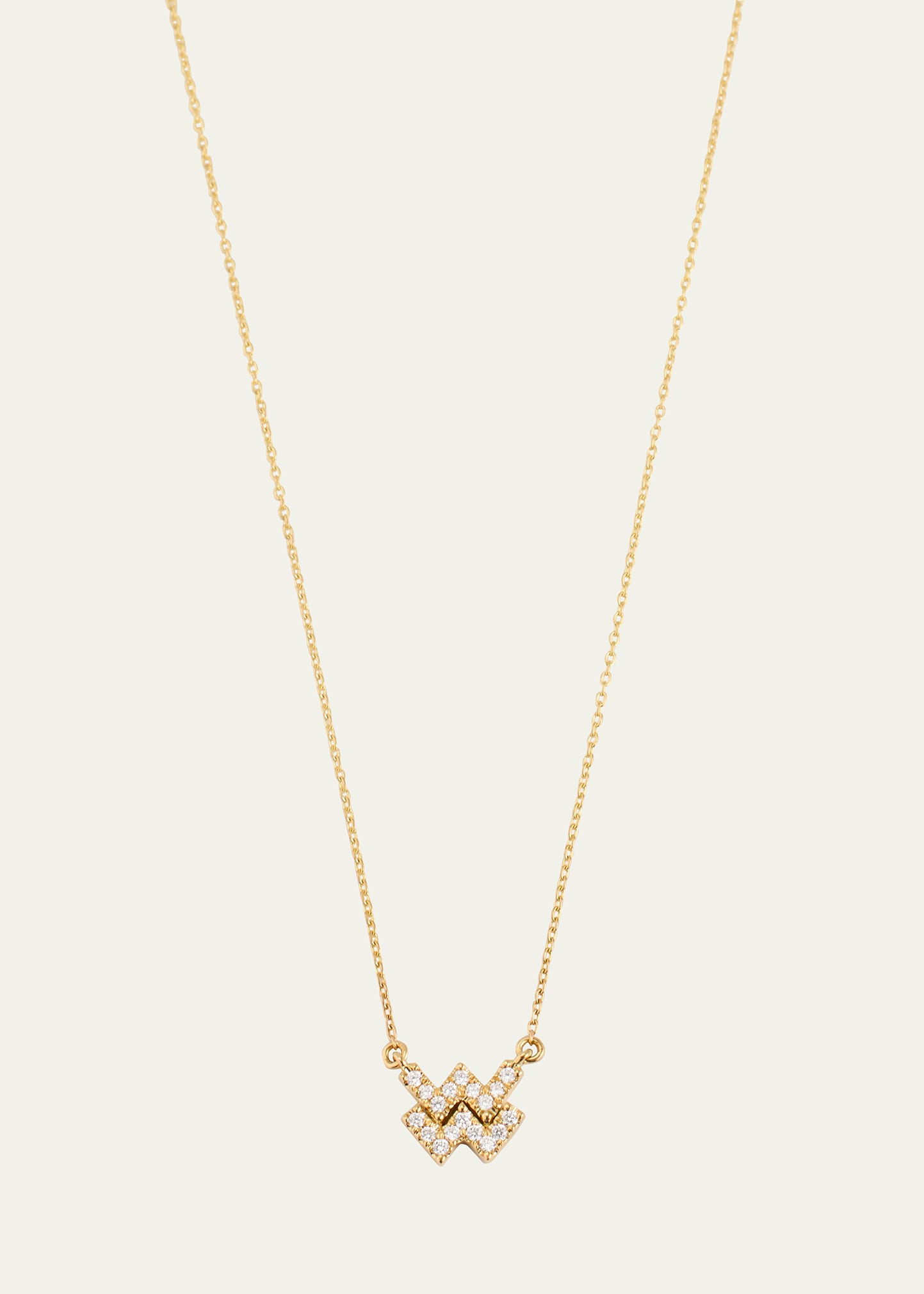 Star Sign Necklace, Aquarius, in Yellow Gold and White Diamonds