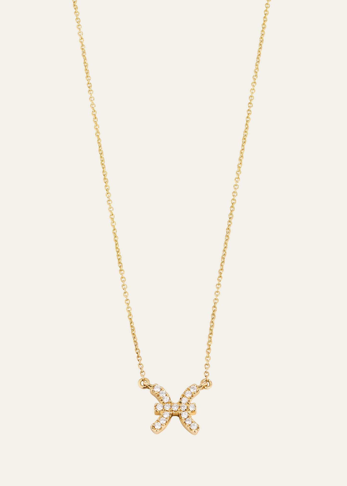 Star Sign Necklace, Pisces, in Yellow Gold and White Diamonds