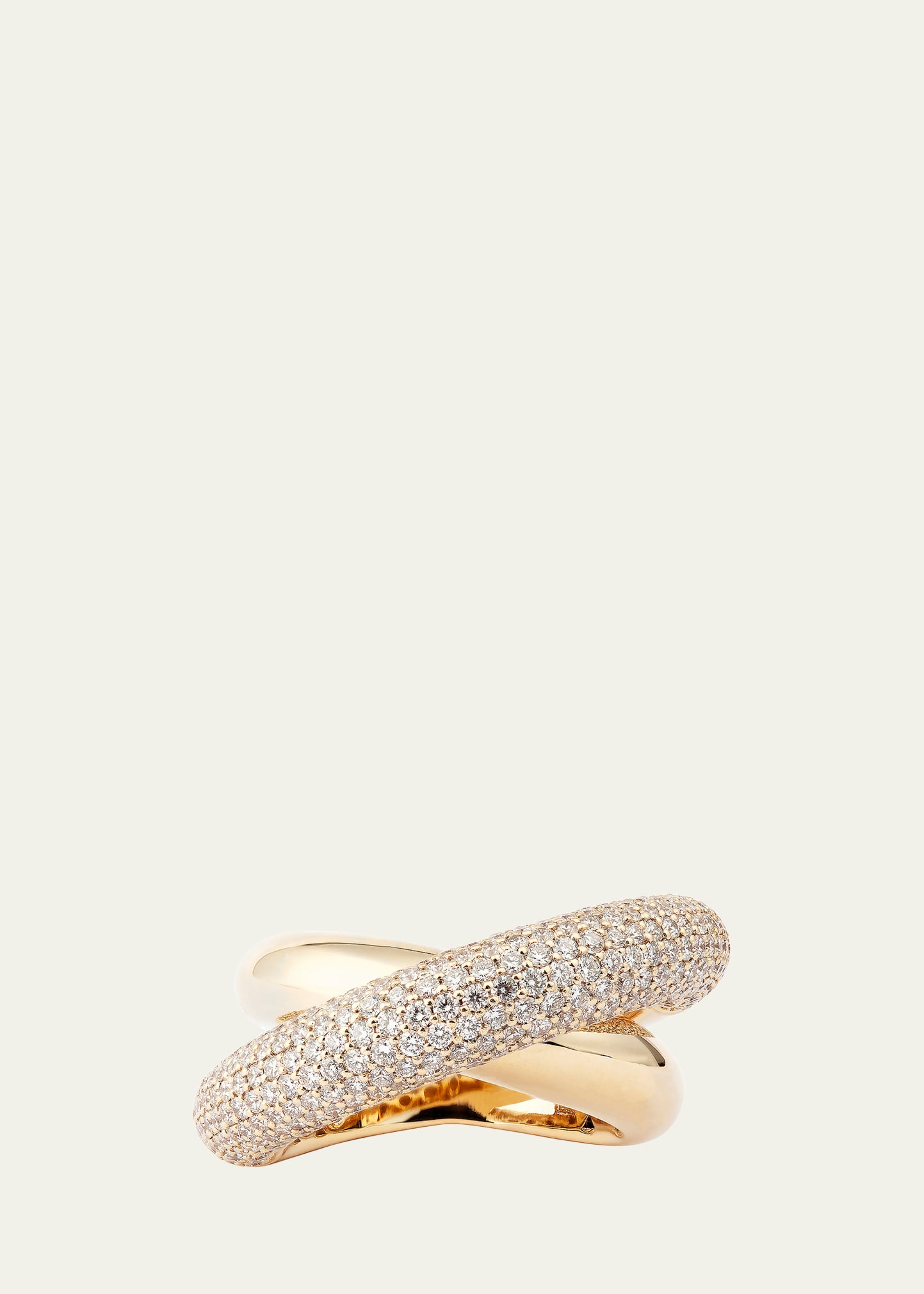 The Infinity Loop Ring, Big, Half Pavé in Yellow Gold and White Diamonds