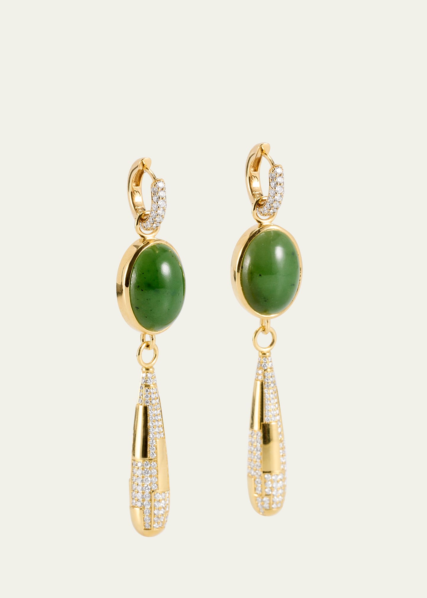 Engelbert 18k New York 66 Earrings With Detachable Aventurine And Diamond Drops In Green