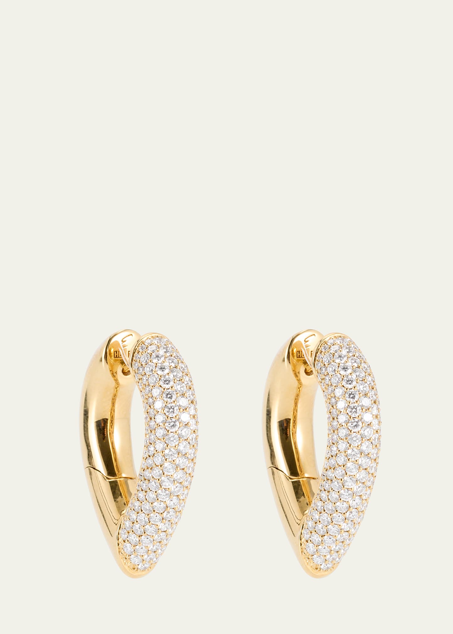 Engelbert 18k Yellow Gold Drop Link Earrings With Diamonds. 28mm