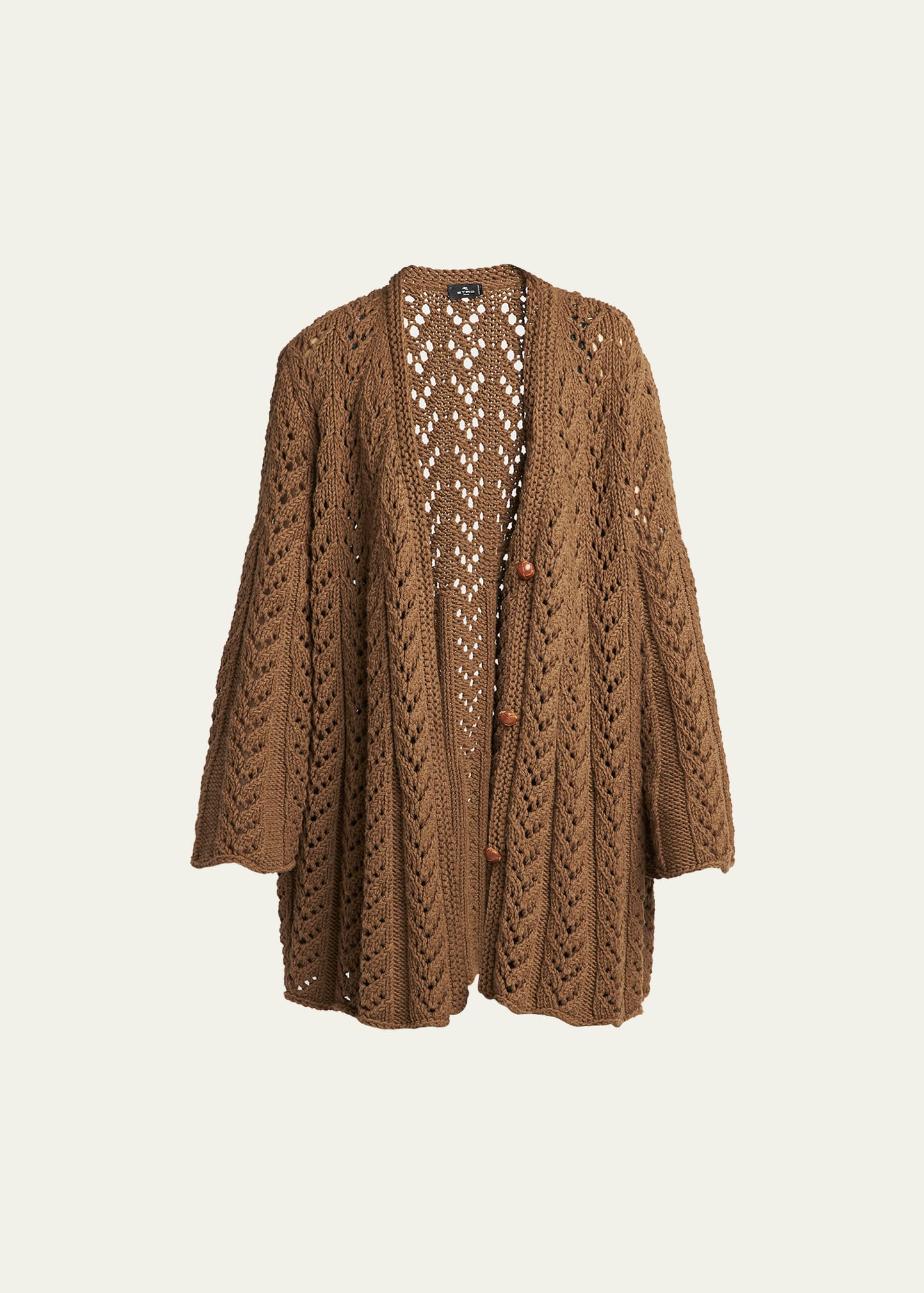 Etro Lacey Button-front Wool Cardigan In Brown