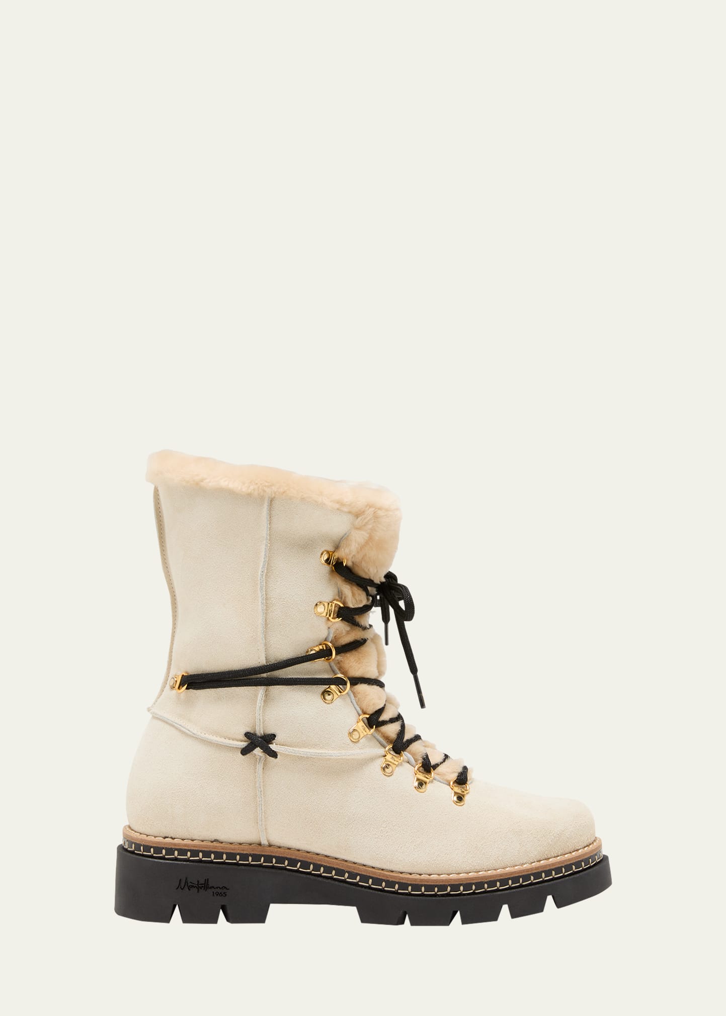 Shearling-Lined Leather Hiking Boots