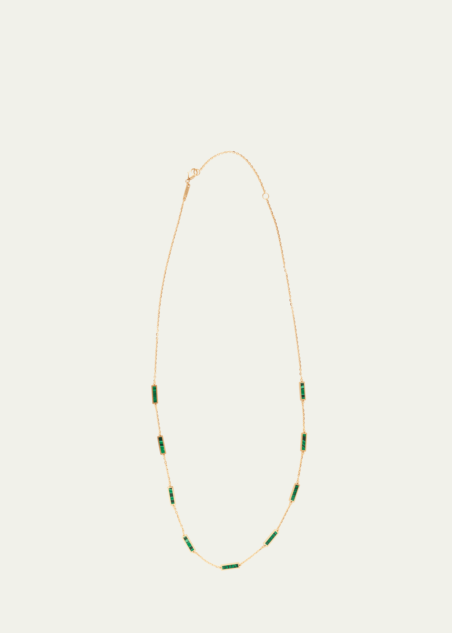 Kamal Bar Chain Necklace With Gemstones In Malachite