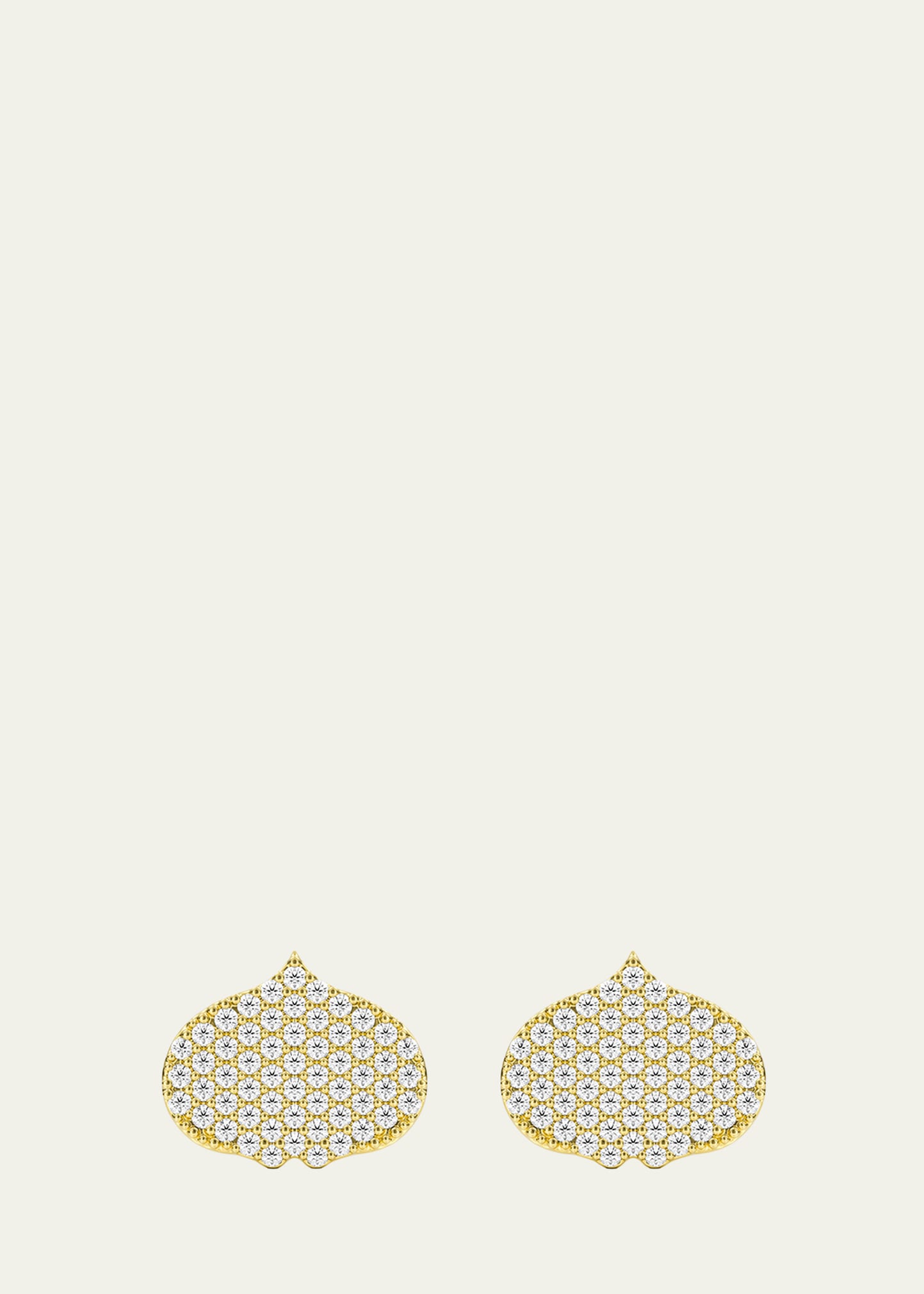 Kamal Eye Adore Stud Earrings In Yellow Gold And White Diamonds, 12mm