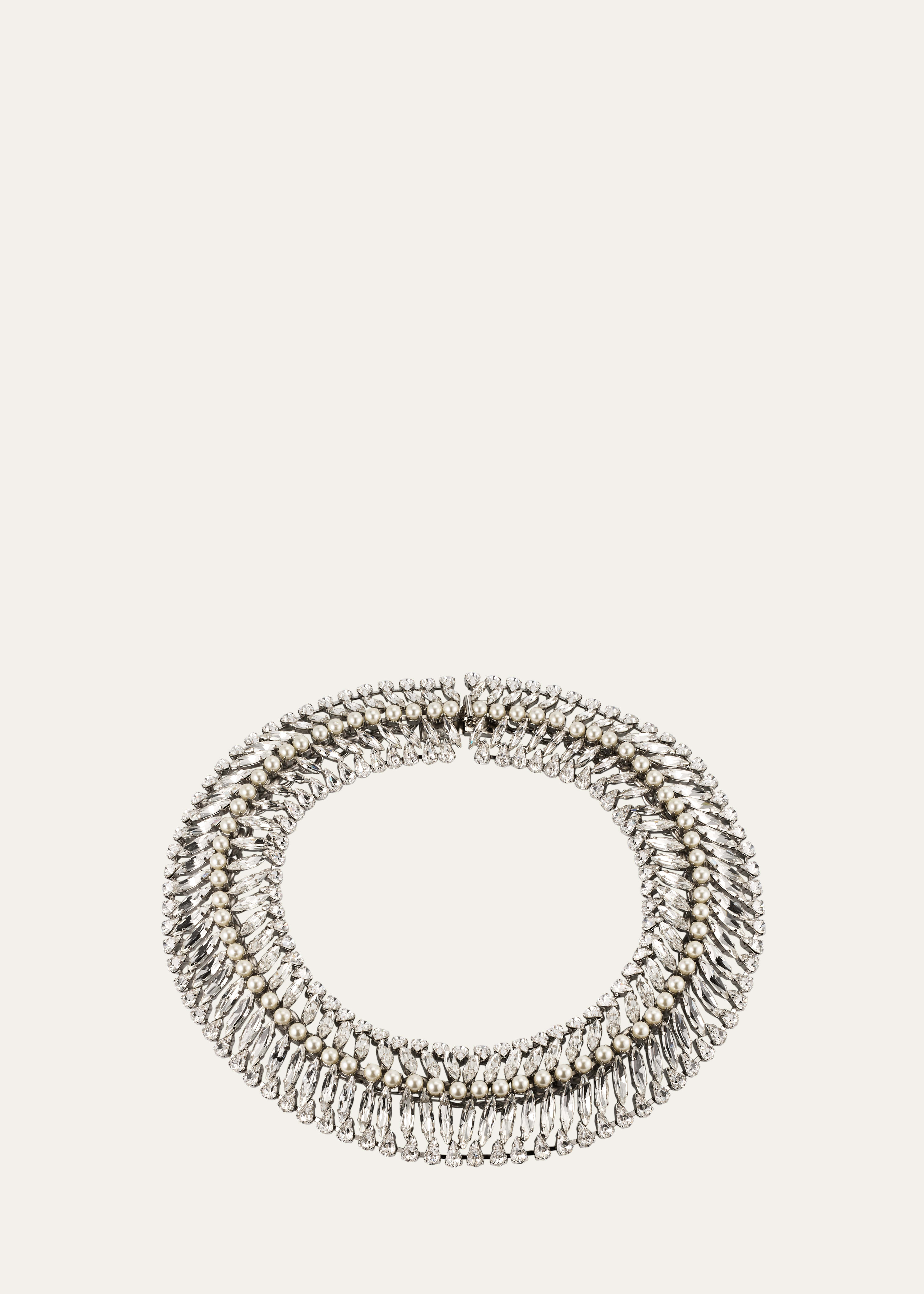Saint Laurent Crystal And Pearly Choker Necklace In Zinco