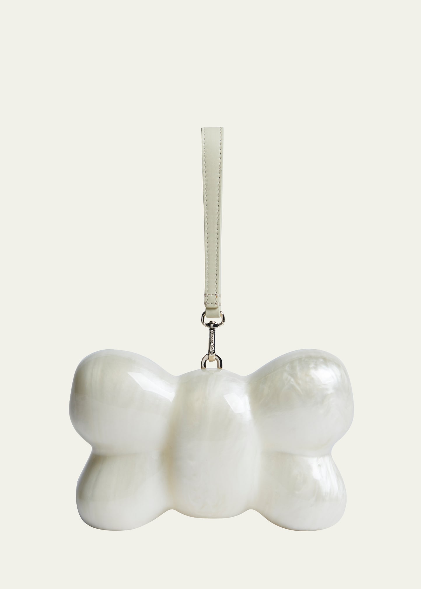 Shop Simone Rocha Bow Leather Top-handle Bag In Pearl Pearl