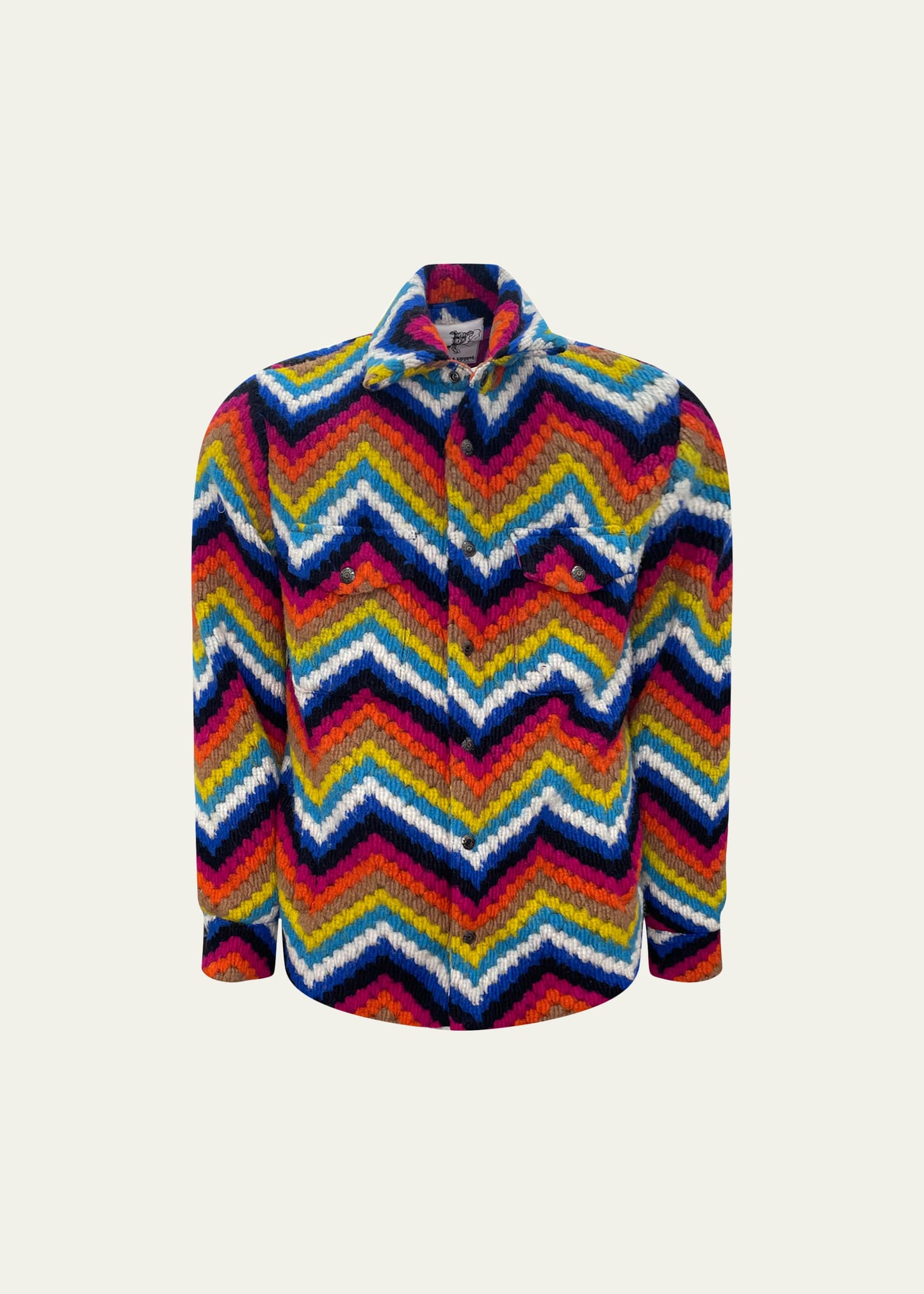 Shop Cout De La Liberte Men's Charlie Multi-chevron Knit Overshirt