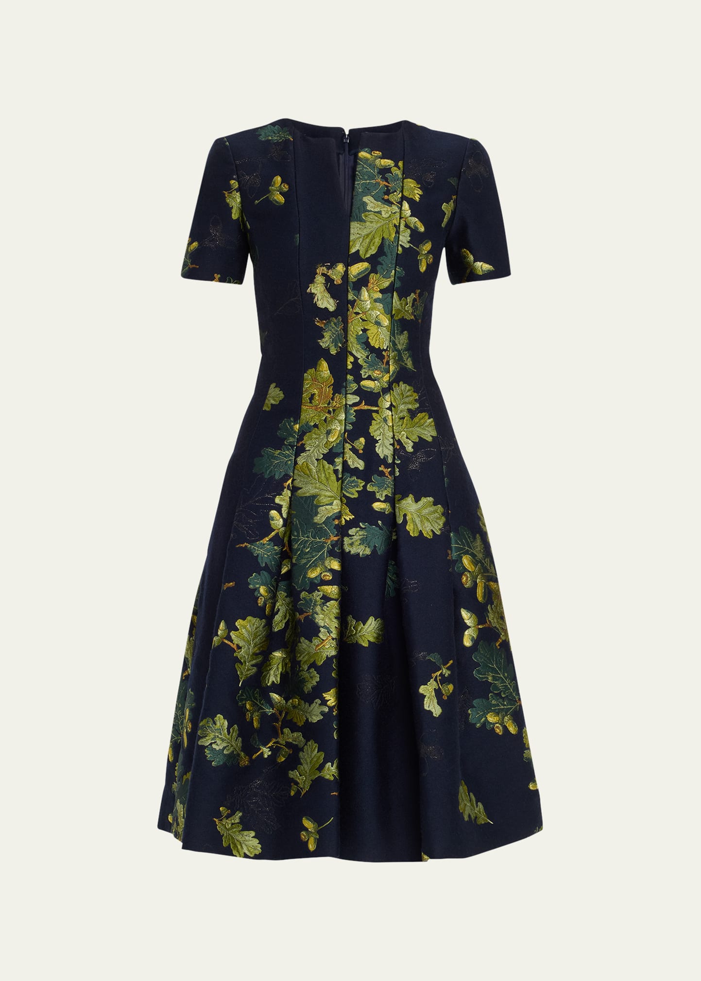slim fit dress slacks Oscar de La Renta Foxglove Jacquard Cocktail Dress
