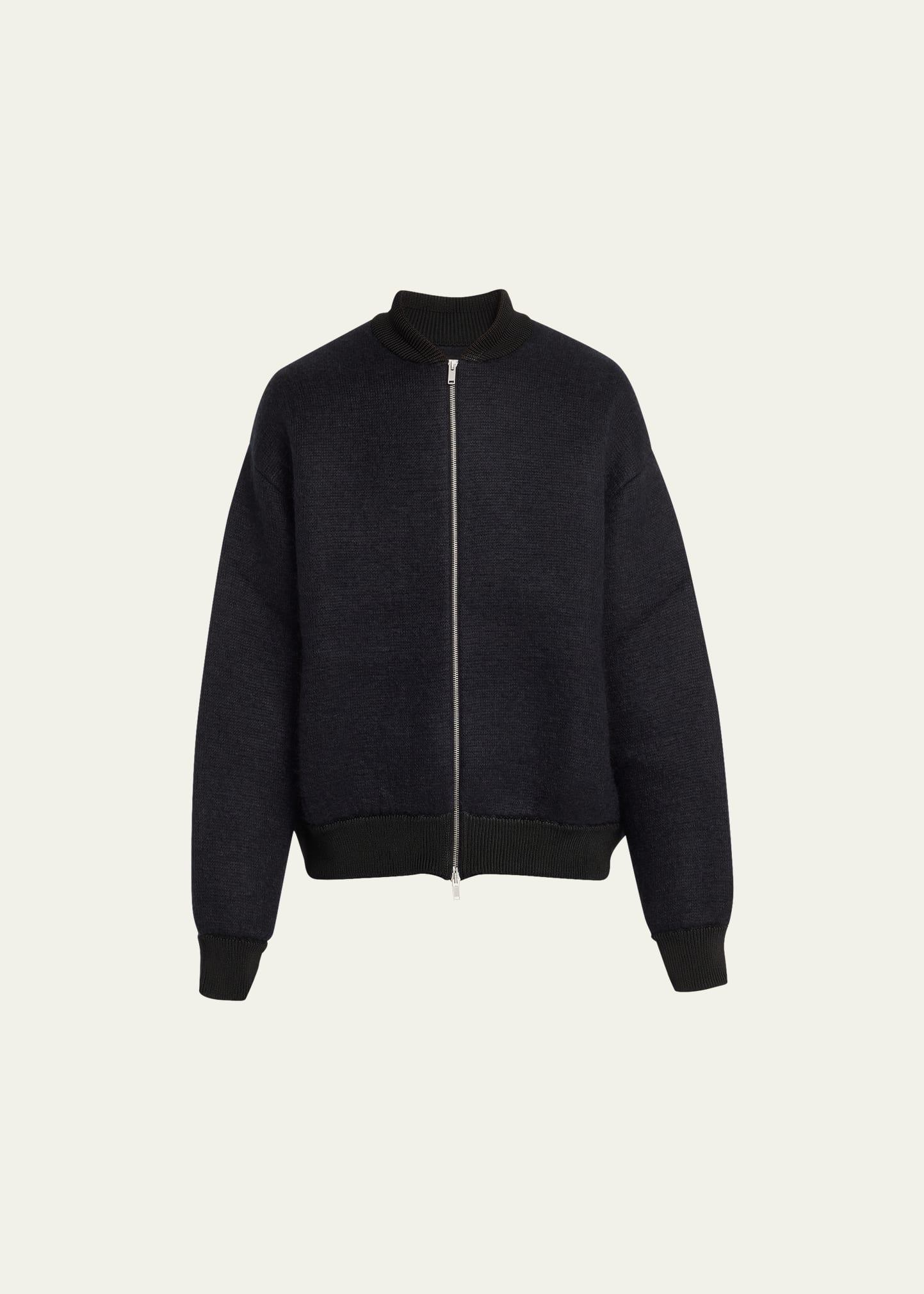 Men's Wool Alpaca Knit Bomber Jacket