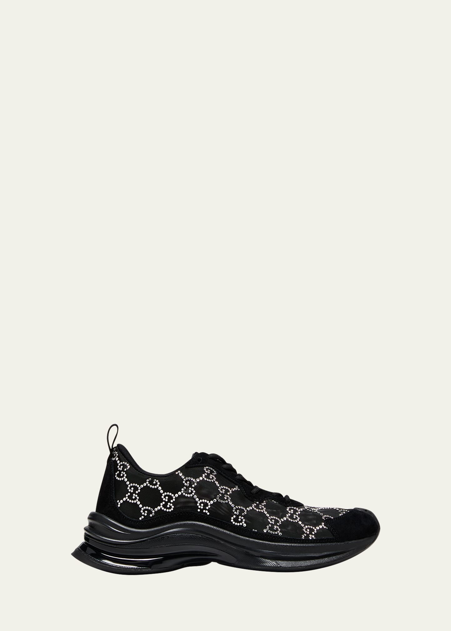 Shop Gucci Gg Crystal Mesh Runner Sneakers In Black