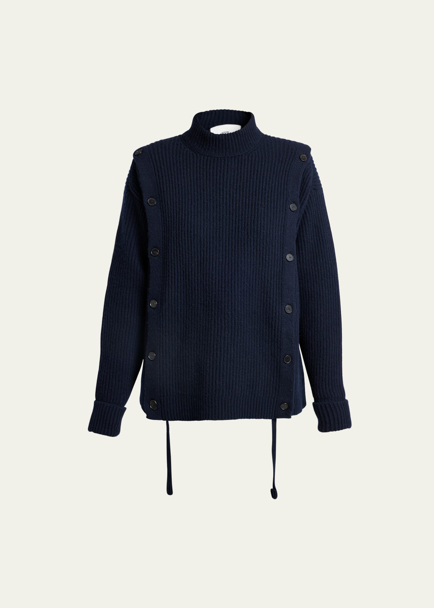 Shop Setchu Button Wool Cashmere Sweater In Midnight