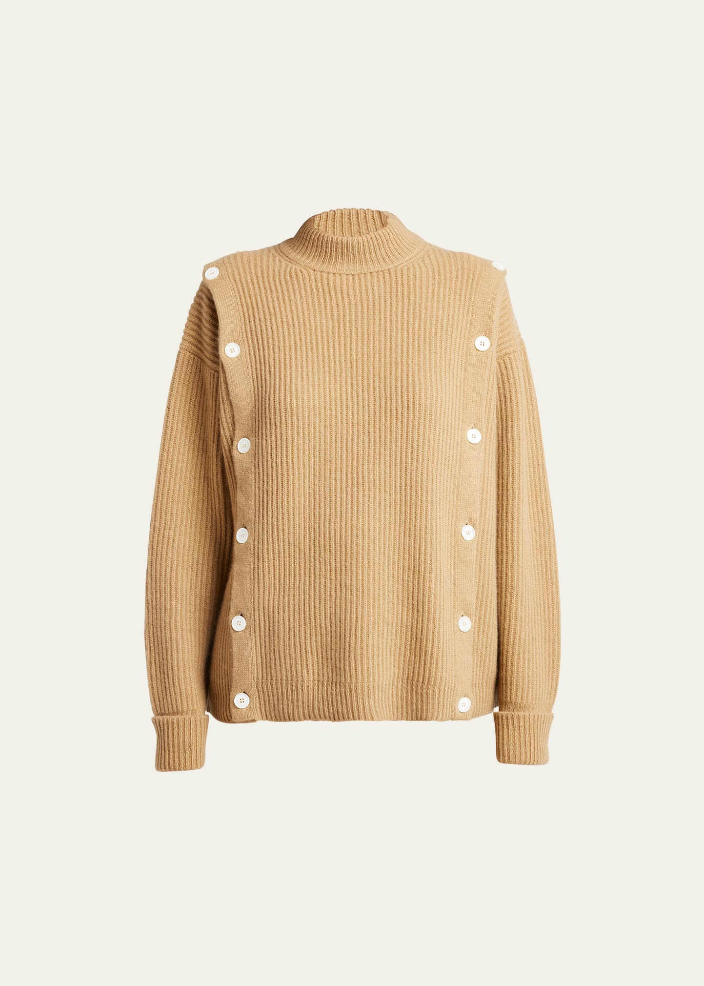 Setchu Button Wool Cashmere Sweater In Beige