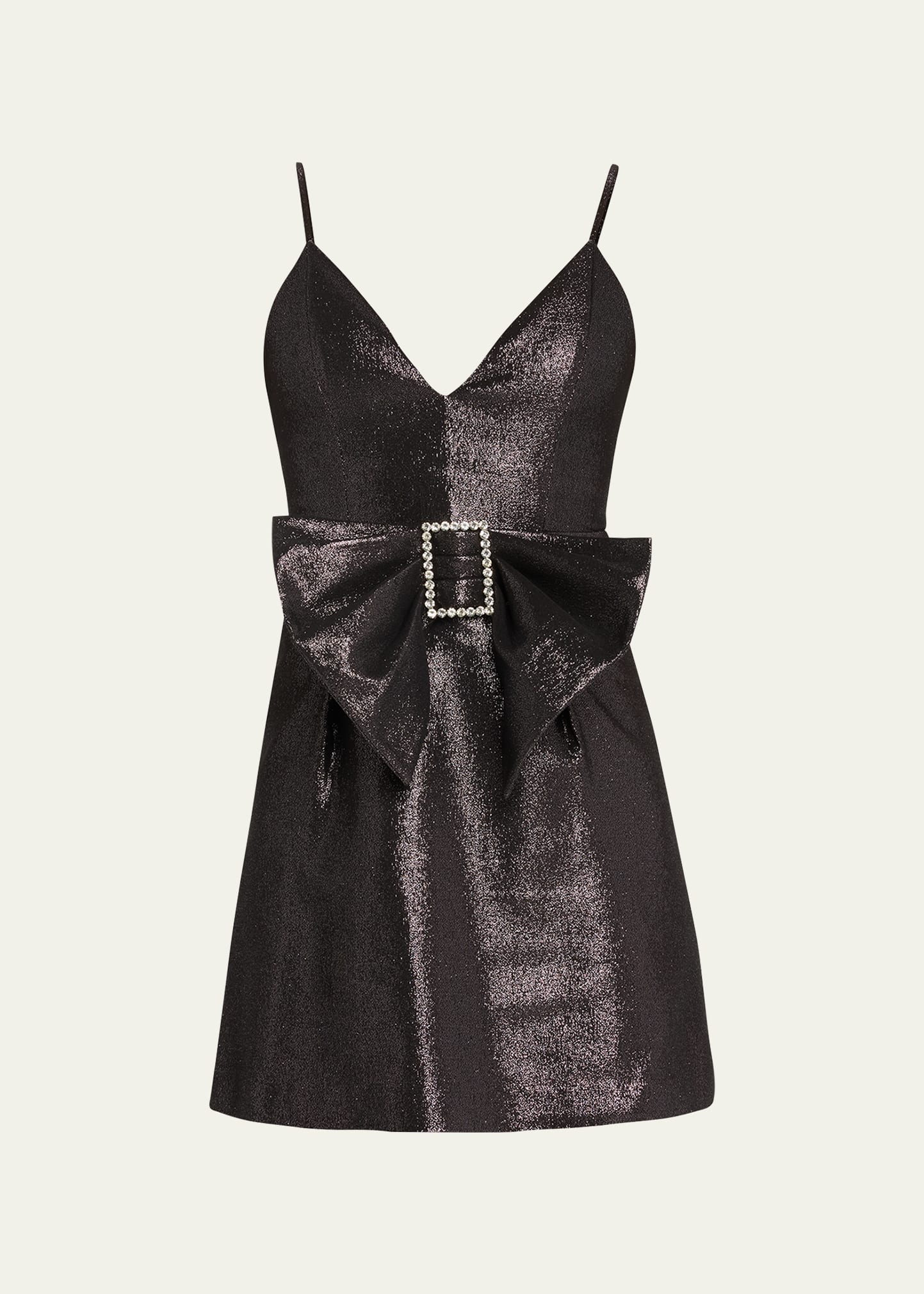Ramy Brook Ana Shimmer Bow Belt Minidress In Zink Metallic Sui