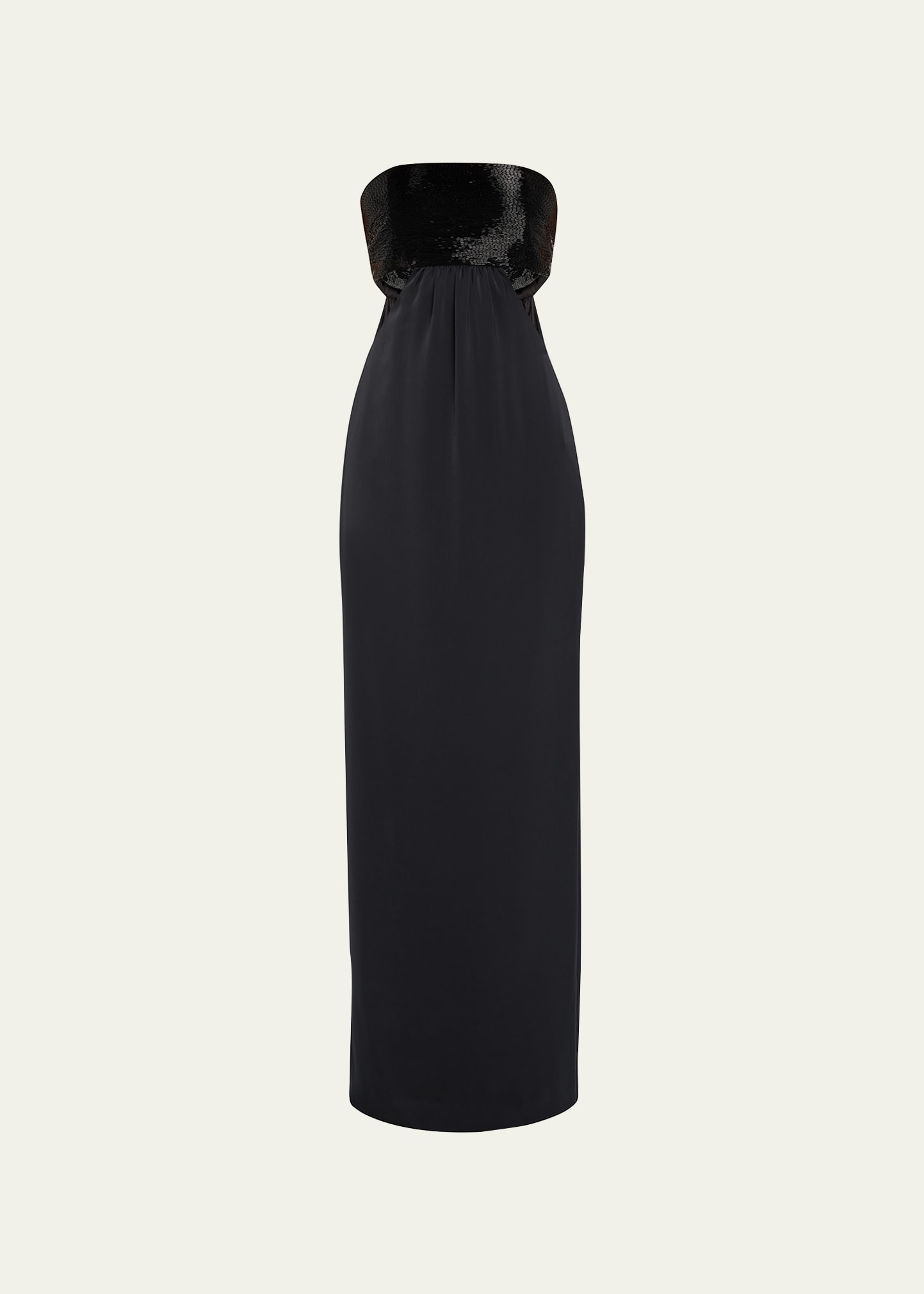 Ramy Brook Mariah Sequin Bodice Strapless Column Gown In Black