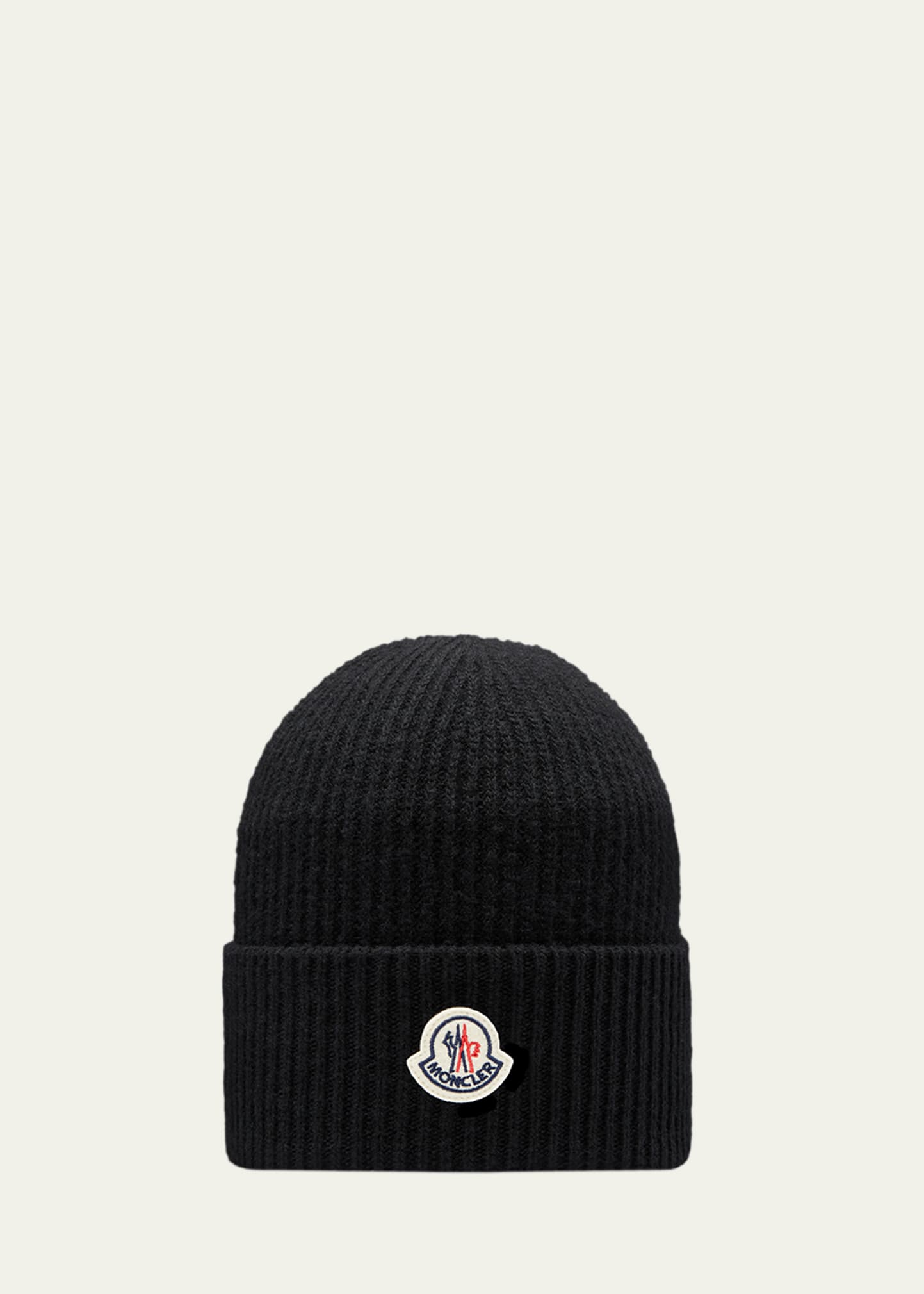 Moncler Men's Ribbed Wool-cashmere Beanie In Charcoal