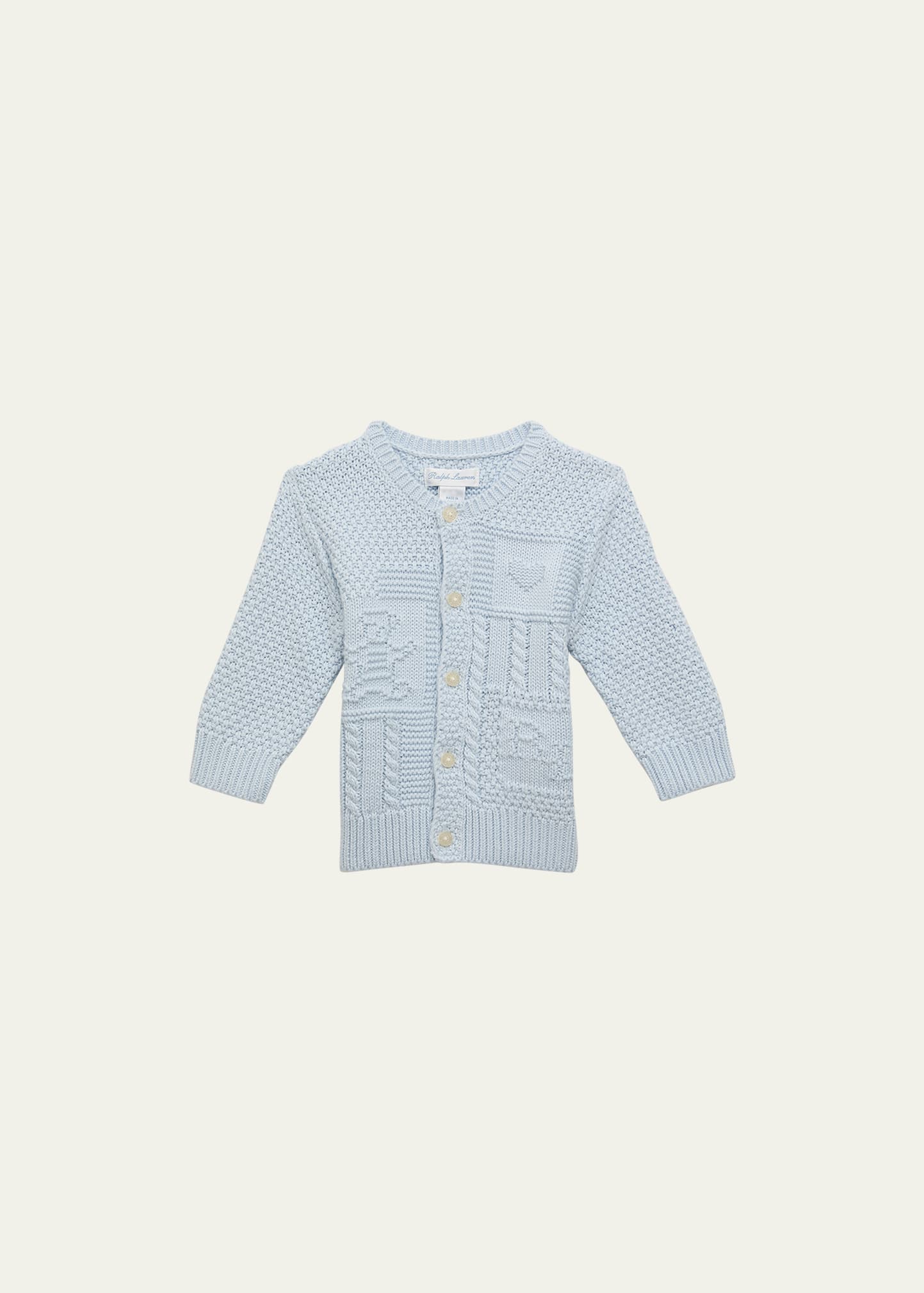 Boy's Cardigan W/ Bear Intarsia, Size 3M-24M