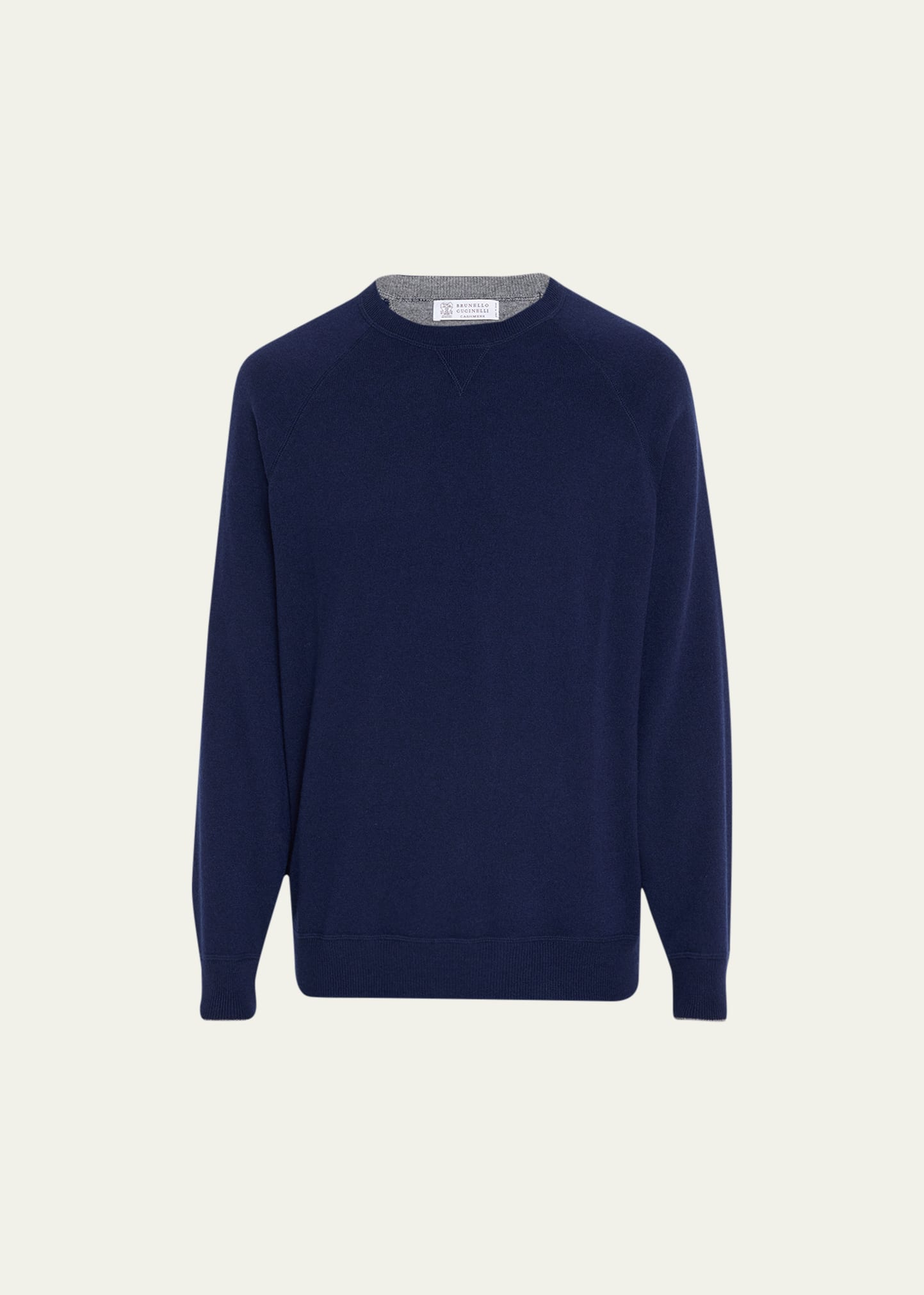 Brunello Cucinelli Virgin Wool-cashmere Crew Neck Jumper In Ca058 Navy
