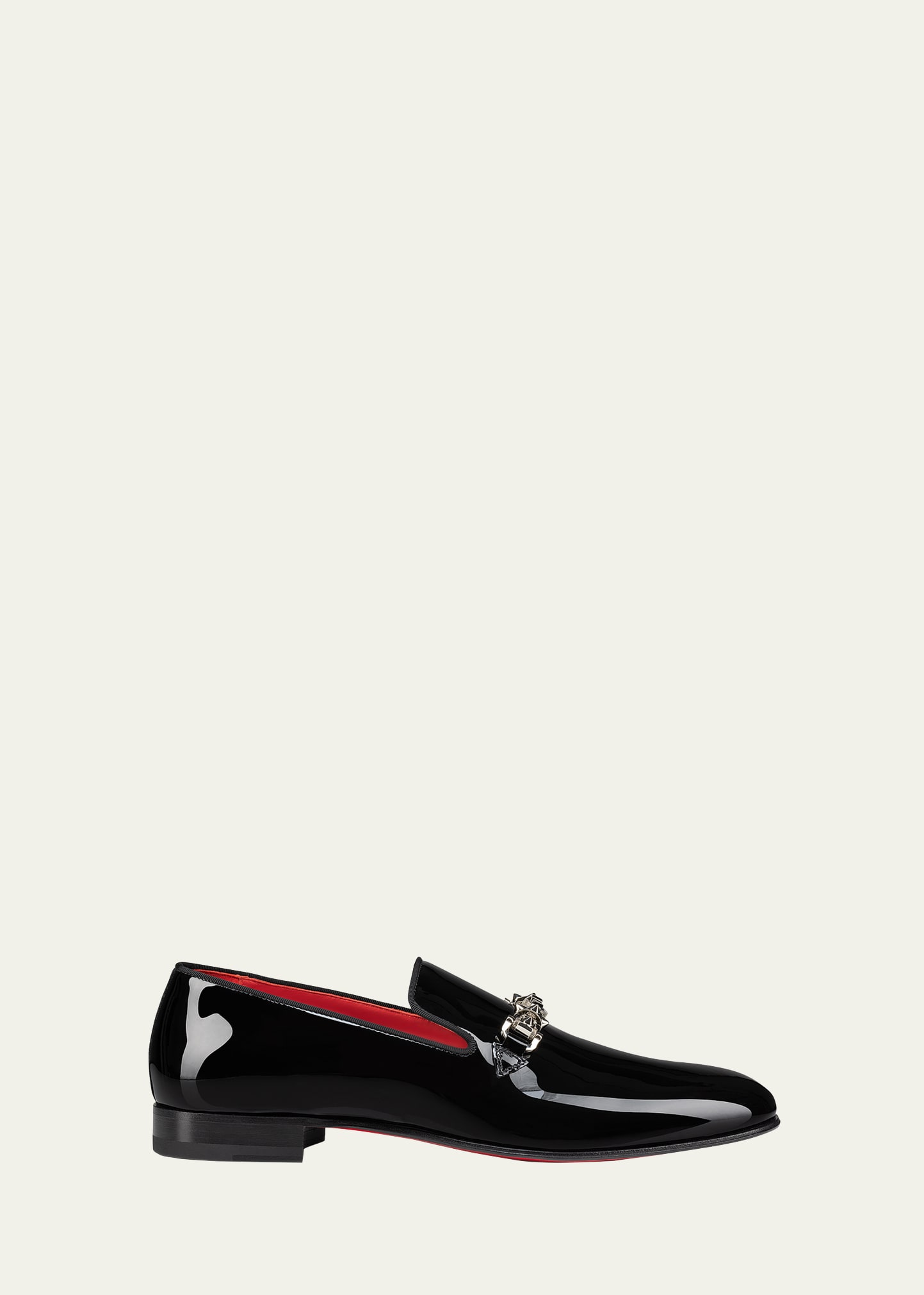 Shop Christian Louboutin Men's Equiswing Patent Bit Loafers In Black