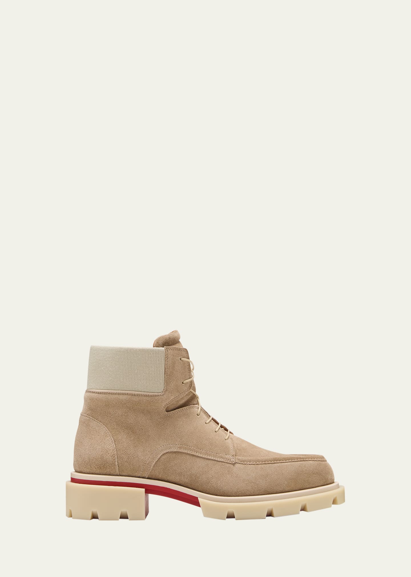 Shop Christian Louboutin Men's Our Walk Suede Lace-up Boots In Saharienne