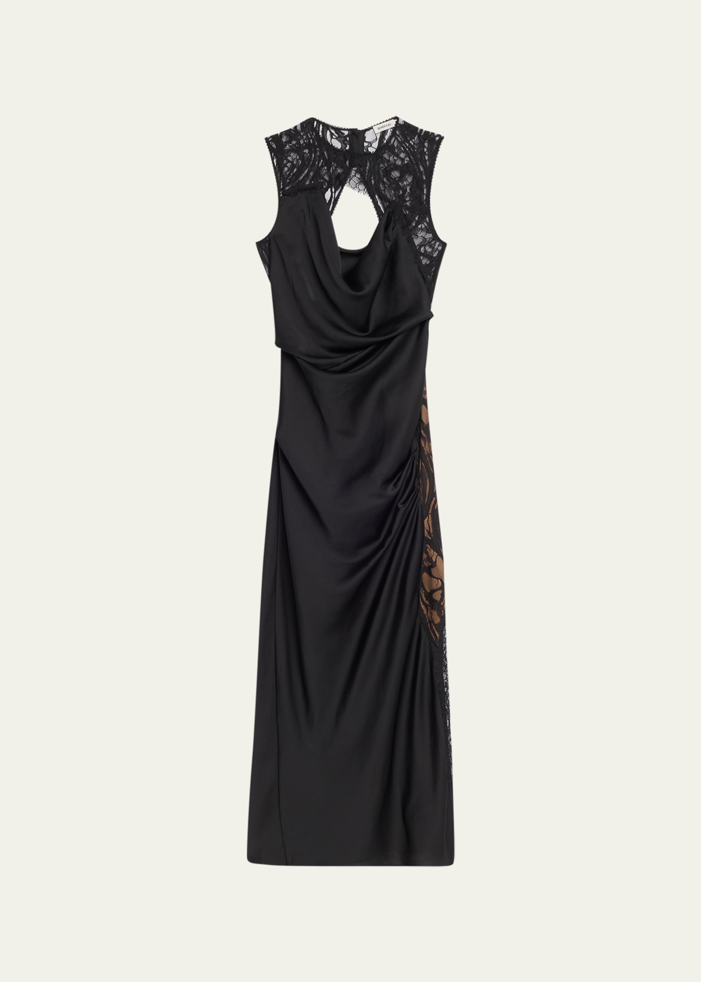 Simkhai Vea Lace Trim Open Back Gown In Black