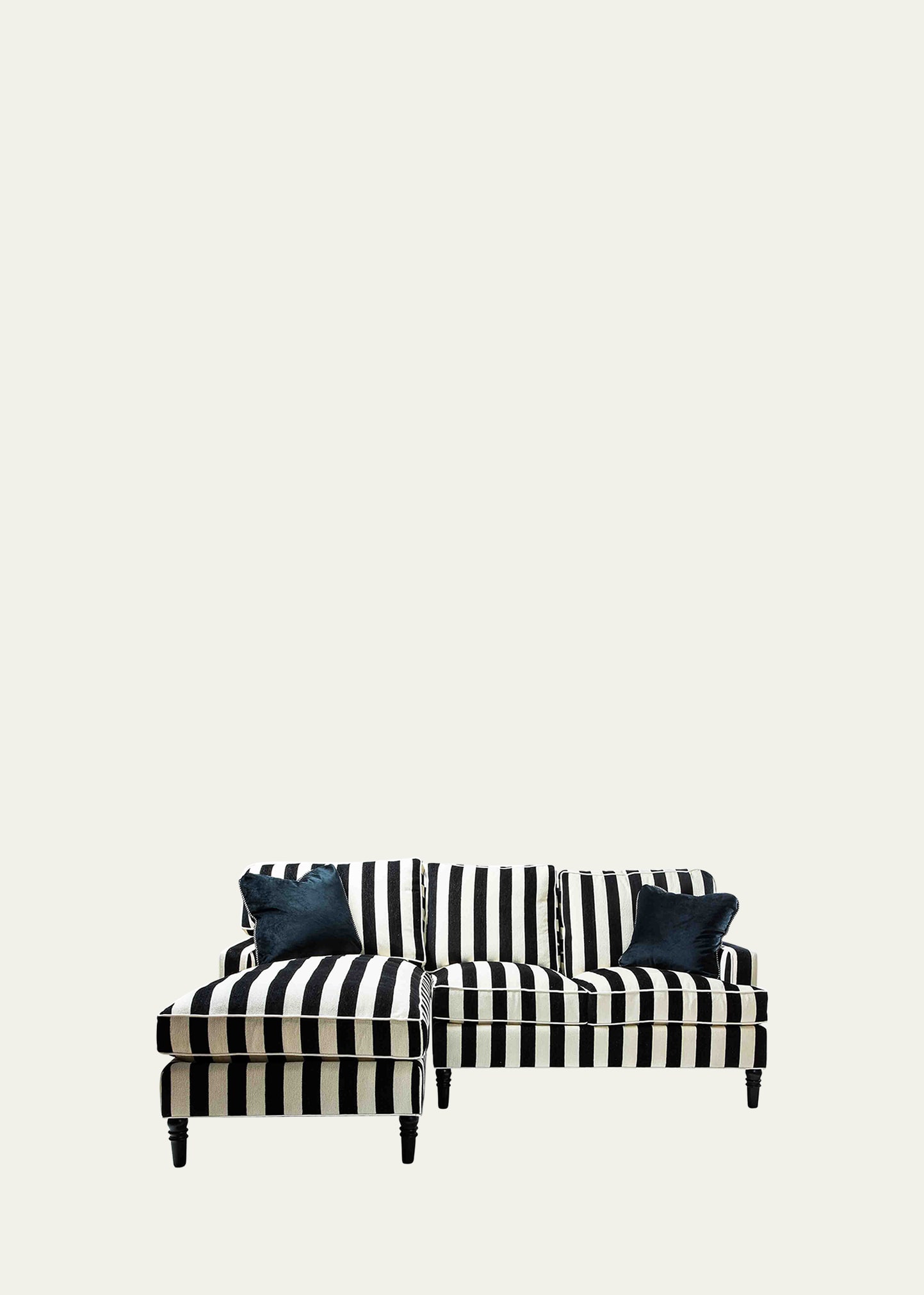 Mackenzie-childs Marquee Stripe 2-piece Left Arm Chaise Sectional In Black