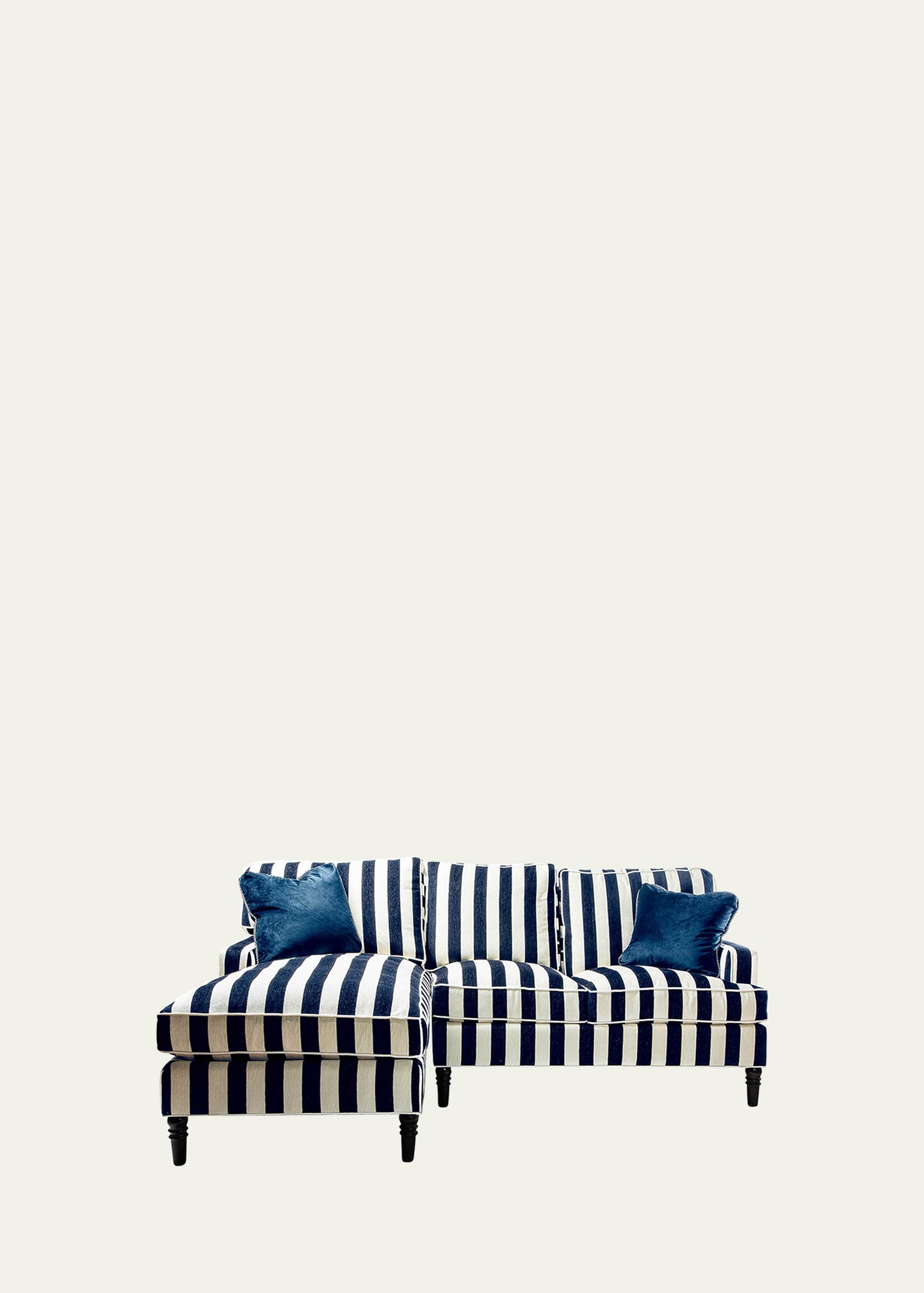 Mackenzie-childs Marquee Stripe 2-piece Left Arm Chaise Sectional In Navy