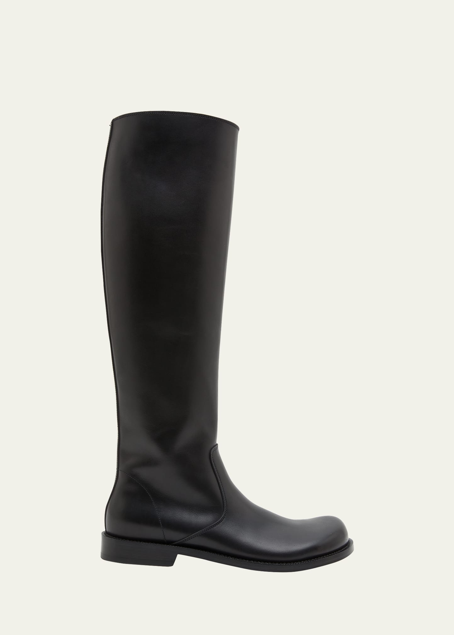 Loewe Terra Leather Tall Zip Boots In Black
