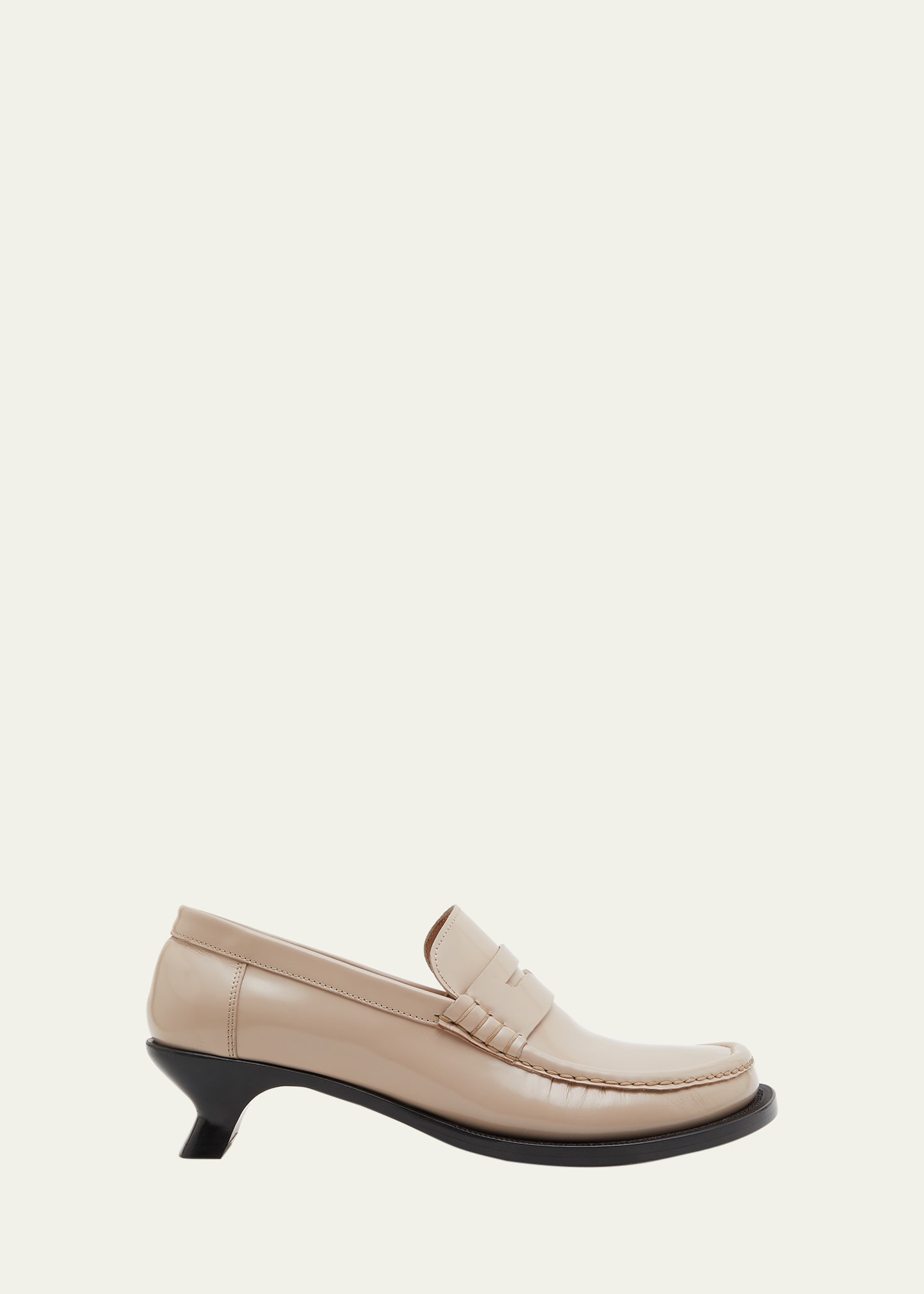 Loewe Terra Leather Kitten-heel Penny Loafers In Powder