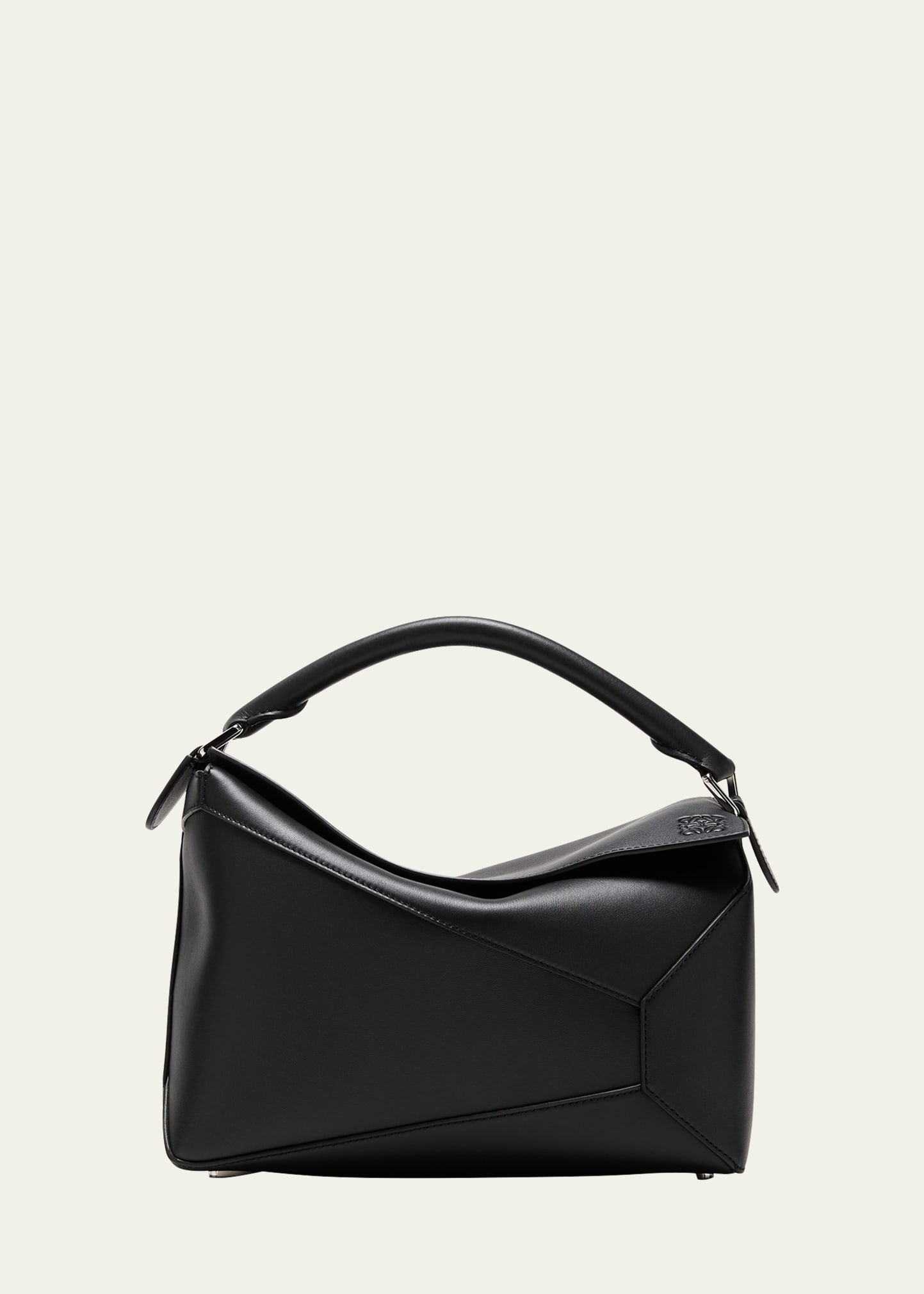 Shop Loewe Puzzle Edge Leather Shoulder Bag In 1100 Black