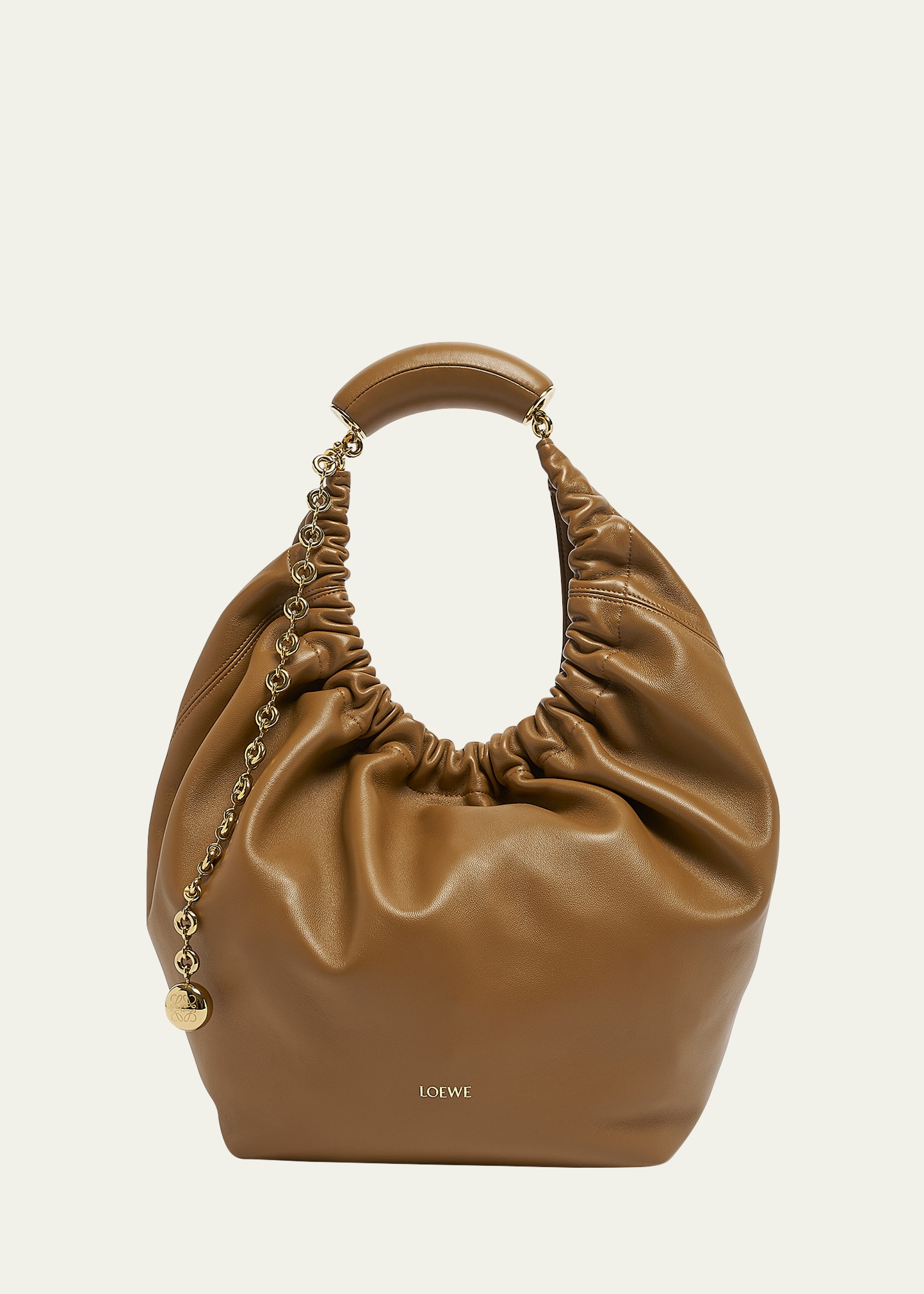 Shop Loewe Squeeze Medium Shoulder Bag In Napa Leather In Oak