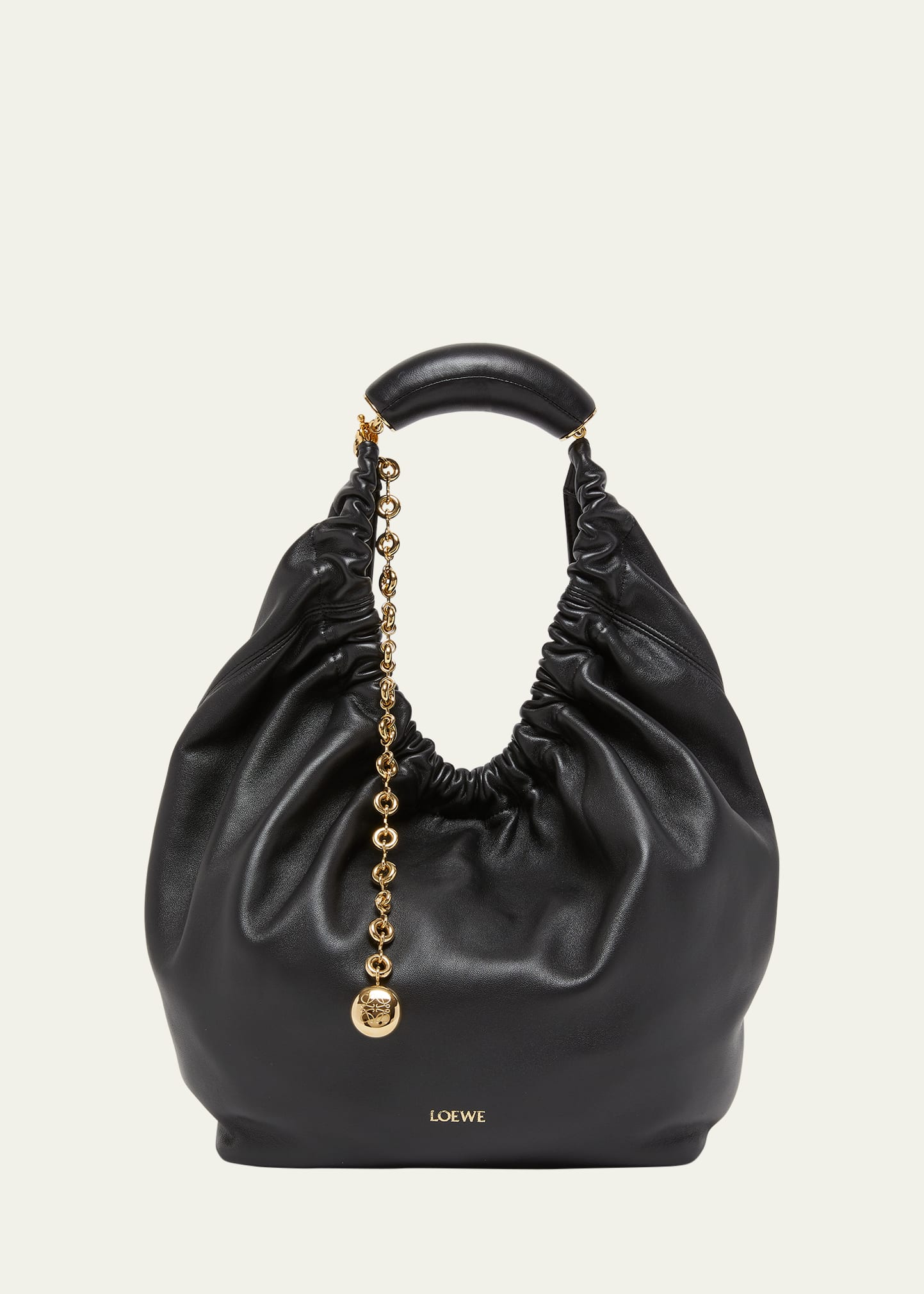 LOEWE SMALL SQUEEZE CHAIN LEATHER HOBO BAG