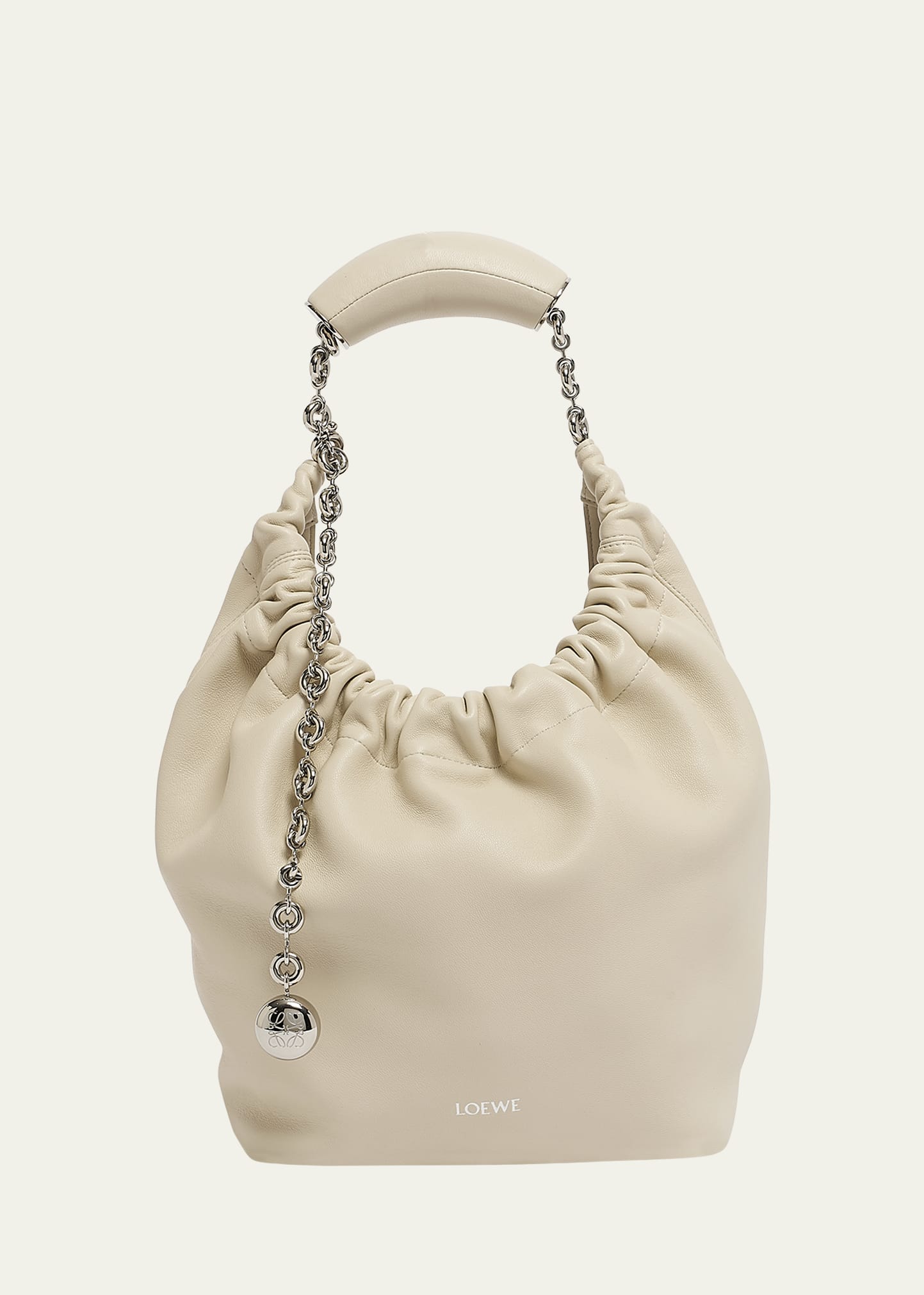 Loewe Squeeze Small Shoulder Bag In Napa Leather In Neutral