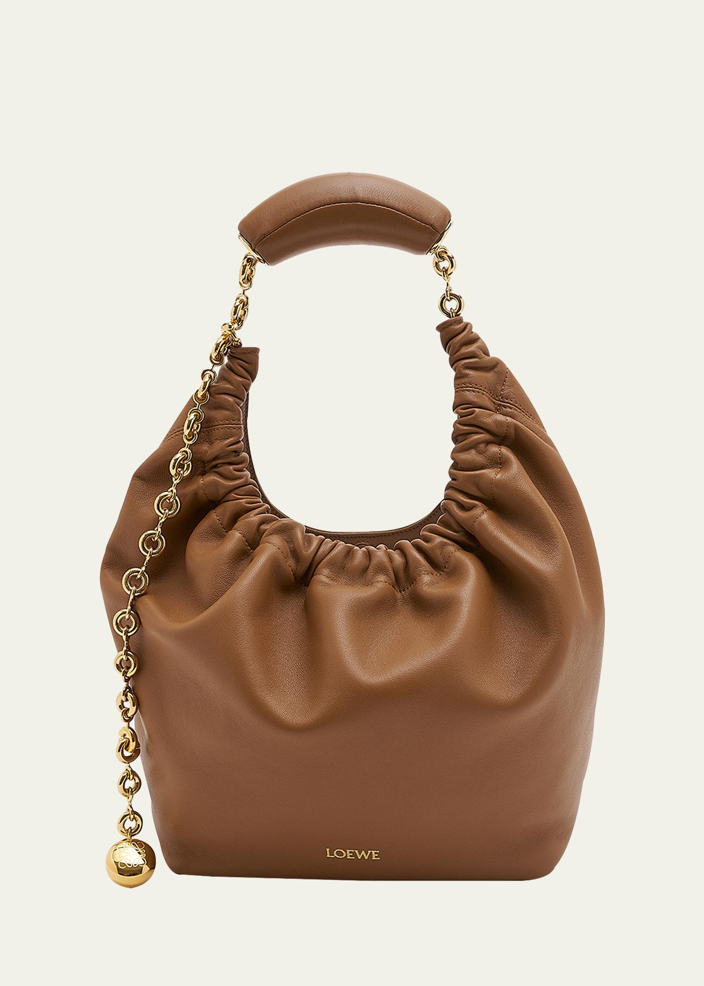 Small Squeeze Chain Leather Hobo Bag
