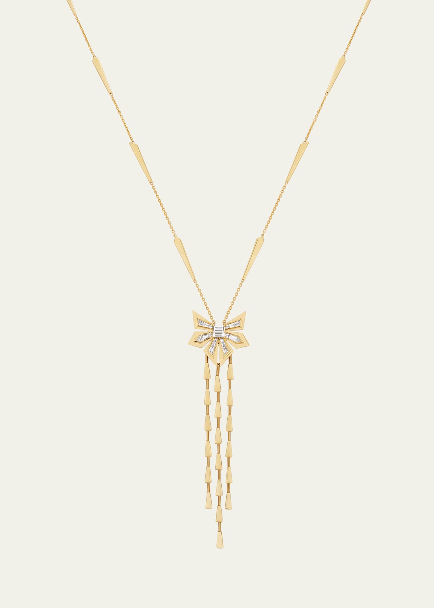 Yellow Gold Dynamite Necklace with Diamonds and Detachable Drop