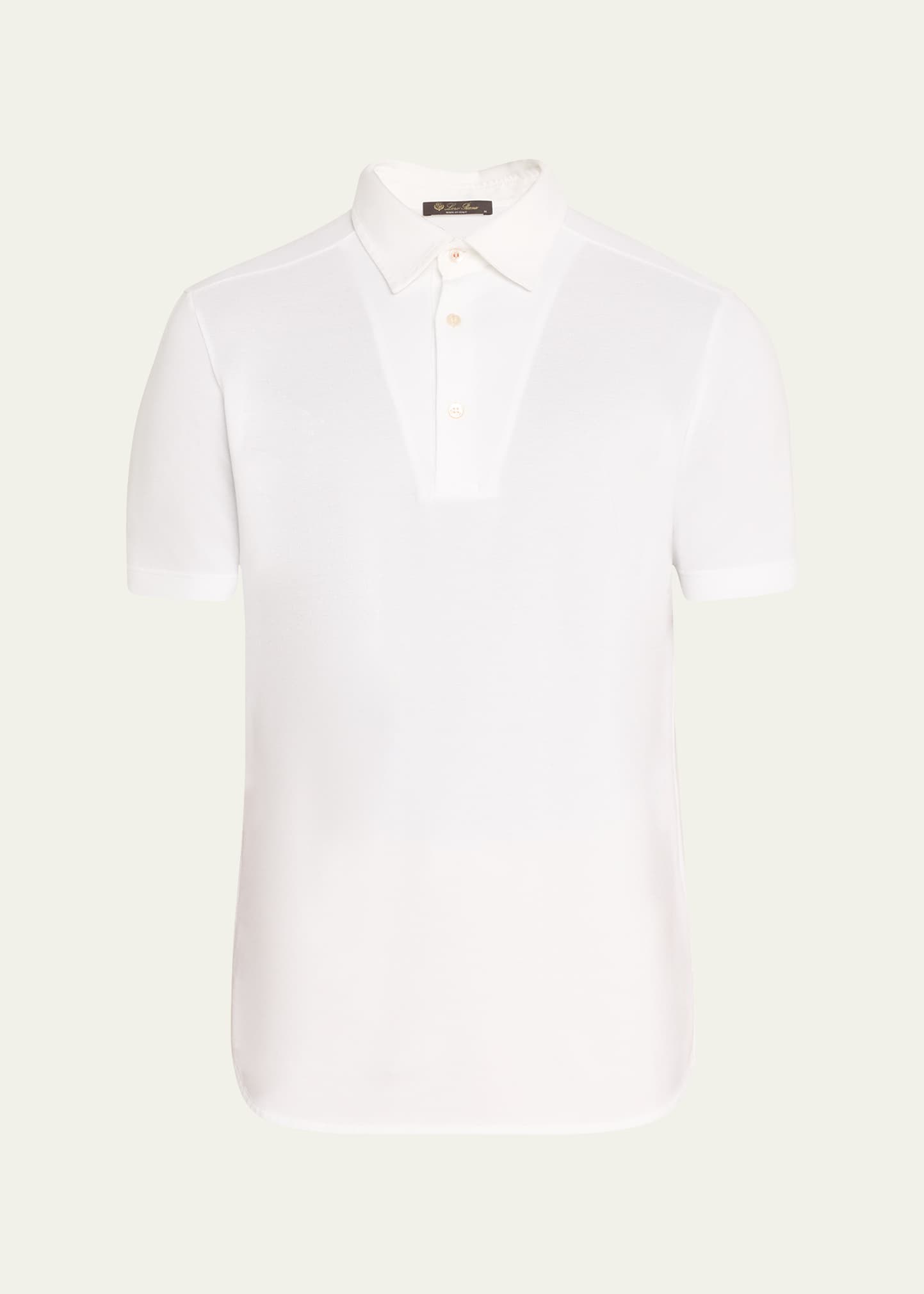 Loro Piana Men's Cotton Pique Polo Shirt In White