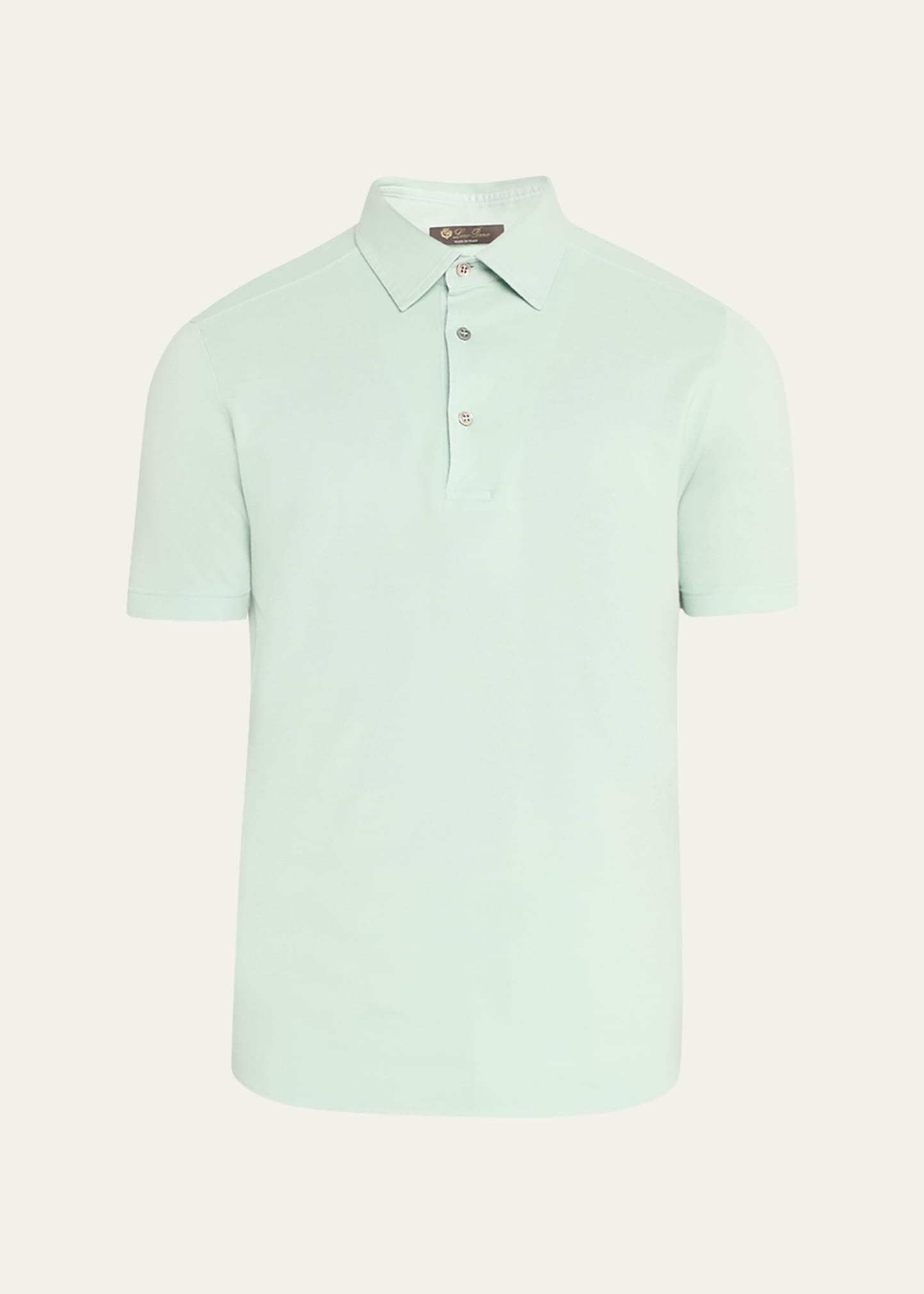 Loro Piana Men's Cotton Pique Polo Shirt In Creamy Mint