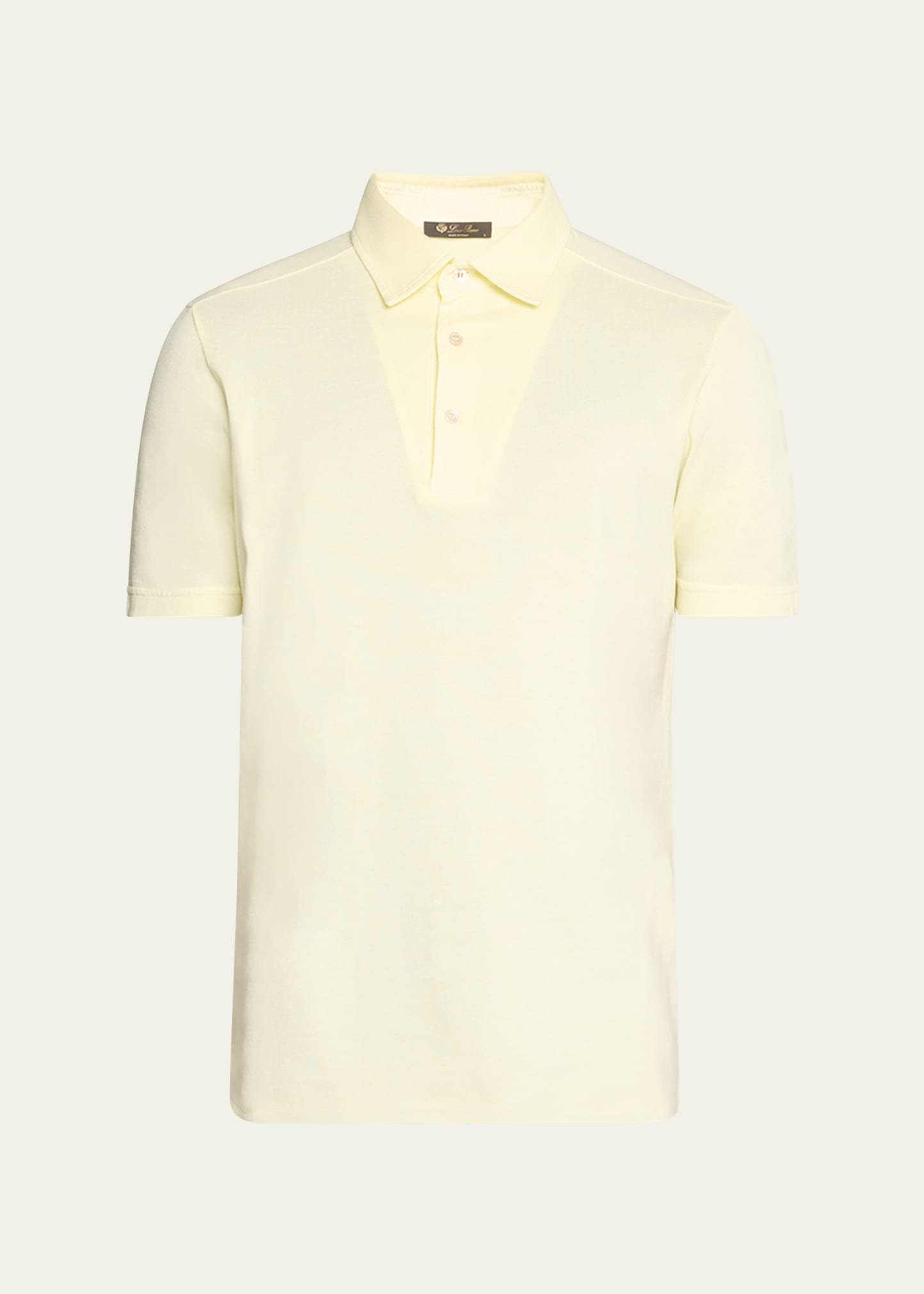 Loro Piana Men's Cotton Pique Polo Shirt In Soft Lemon