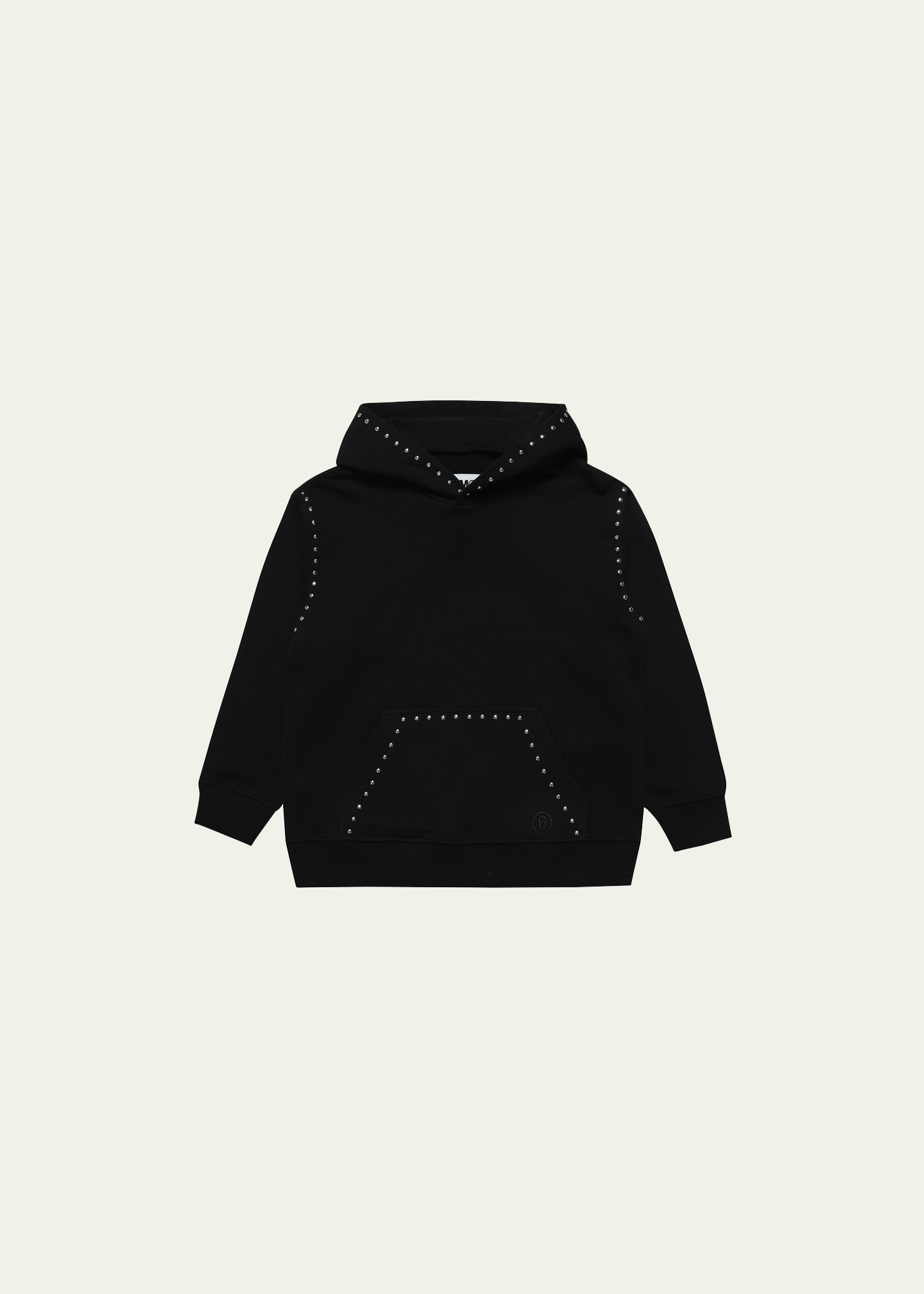 Mm6 Maison Margiela Kid's Studded Trim Pullover Hoodie In Black