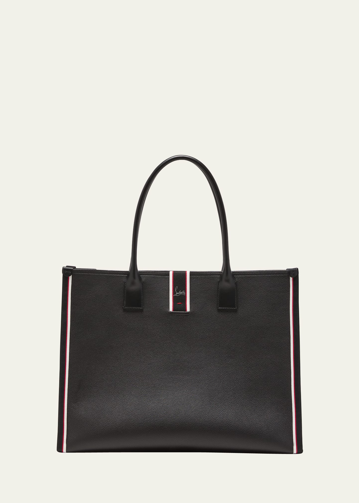 Shop Christian Louboutin Men's Nastroloubi F. A. V. Xl Leather Tote Bag In Black/black/multi