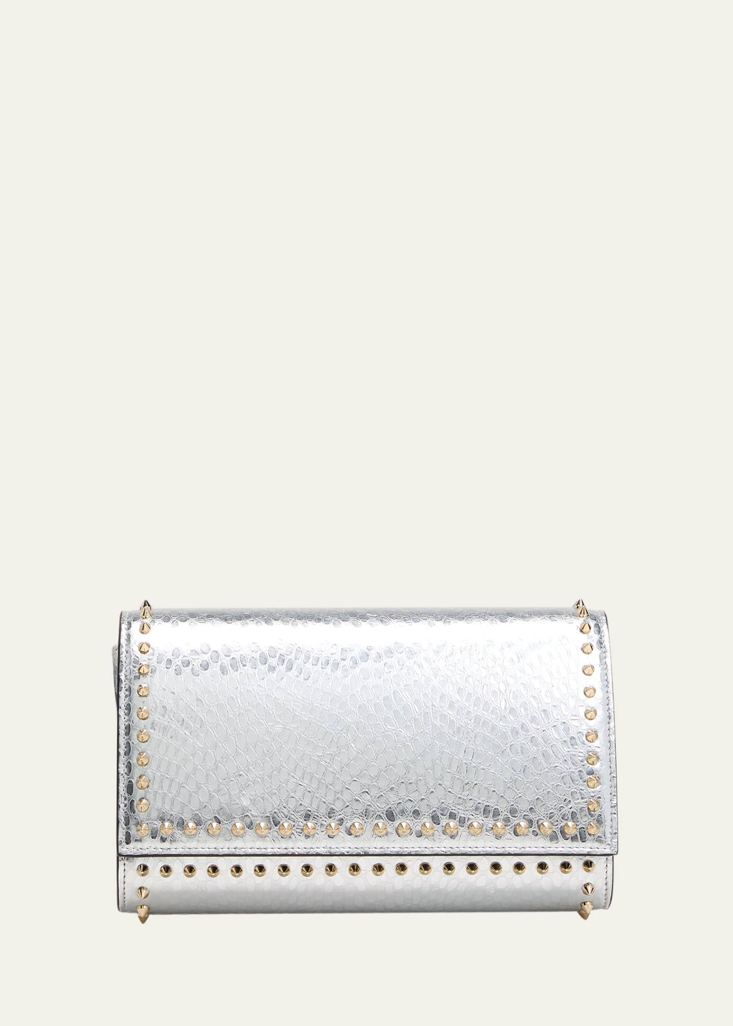 Paloma Clutch in Metallic Leather with Spikes